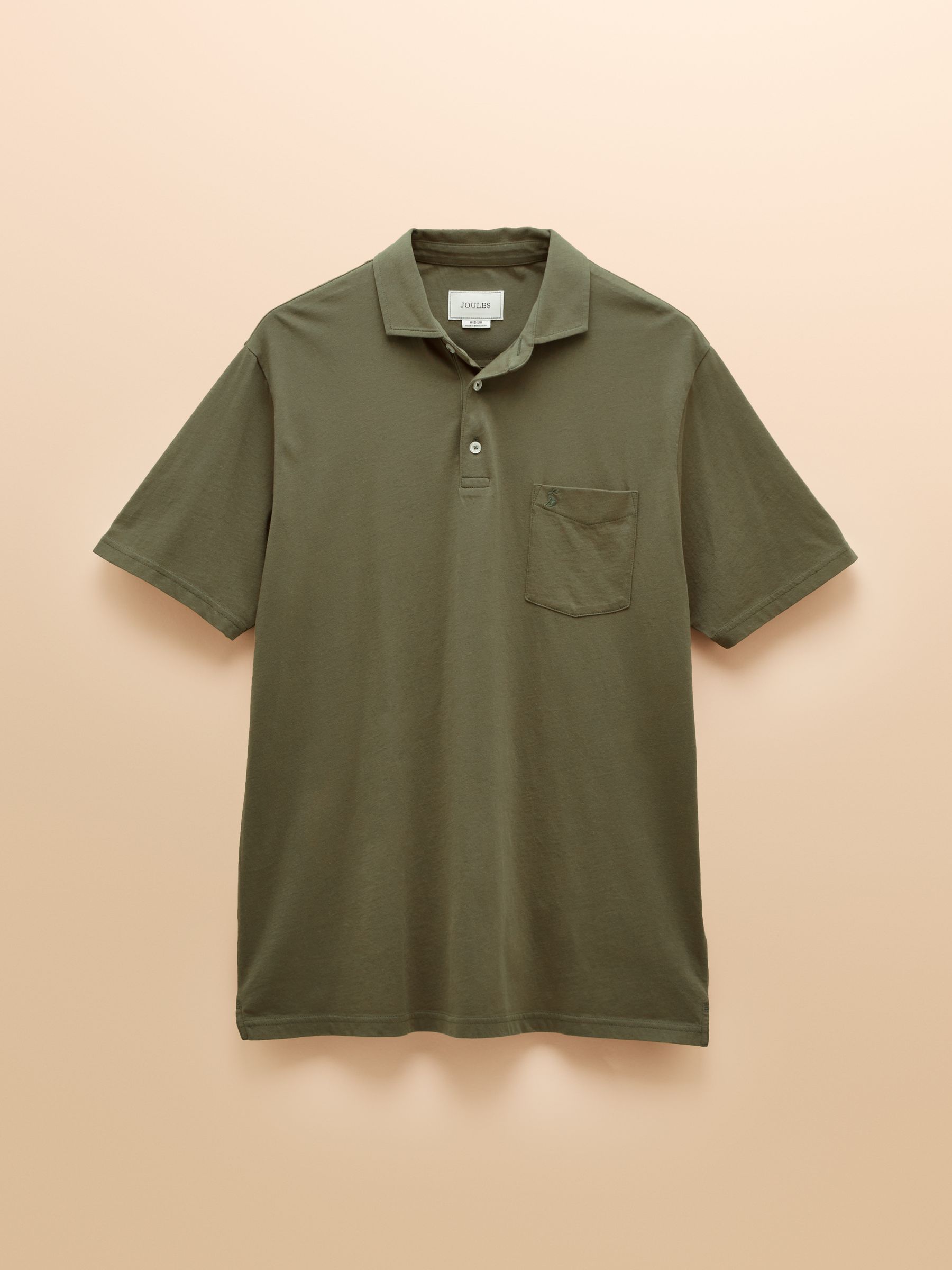 Emmett Khaki Green Soft Cotton Short Sleeve Polo Shirt with Pocket - Image 7 of 7