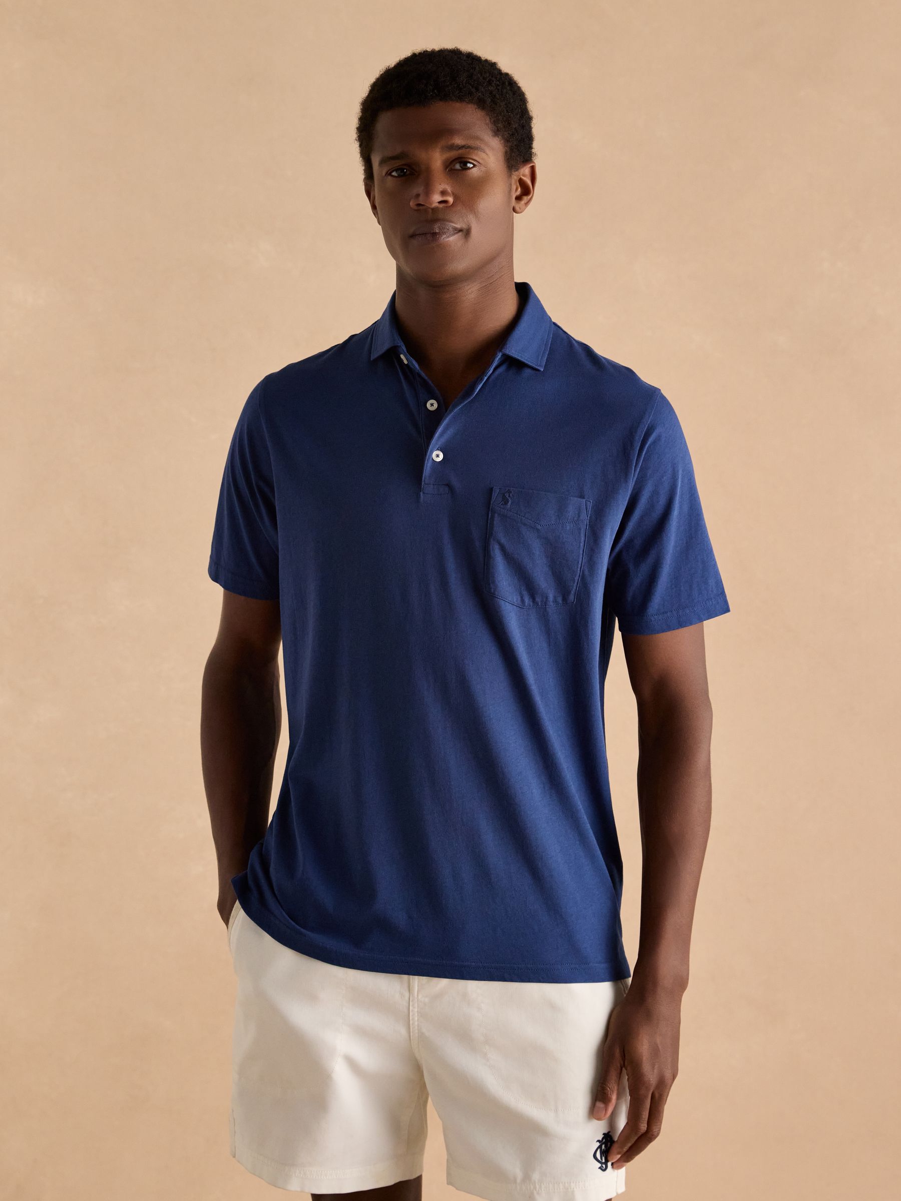 Emmett Navy Soft Cotton Short Sleeve Polo Shirt with Pocket - Image 1 of 6 Emmett Navy Soft Cotton Short Sleeve Polo Shirt with Pocket - Image 1 of 6
