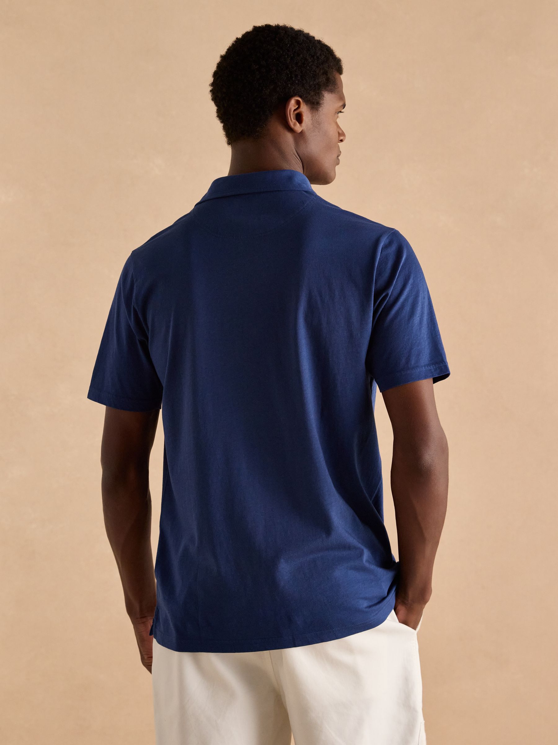 Emmett Navy Soft Cotton Short Sleeve Polo Shirt with Pocket - Image 2 of 6 Emmett Navy Soft Cotton Short Sleeve Polo Shirt with Pocket - Image 2 of 6