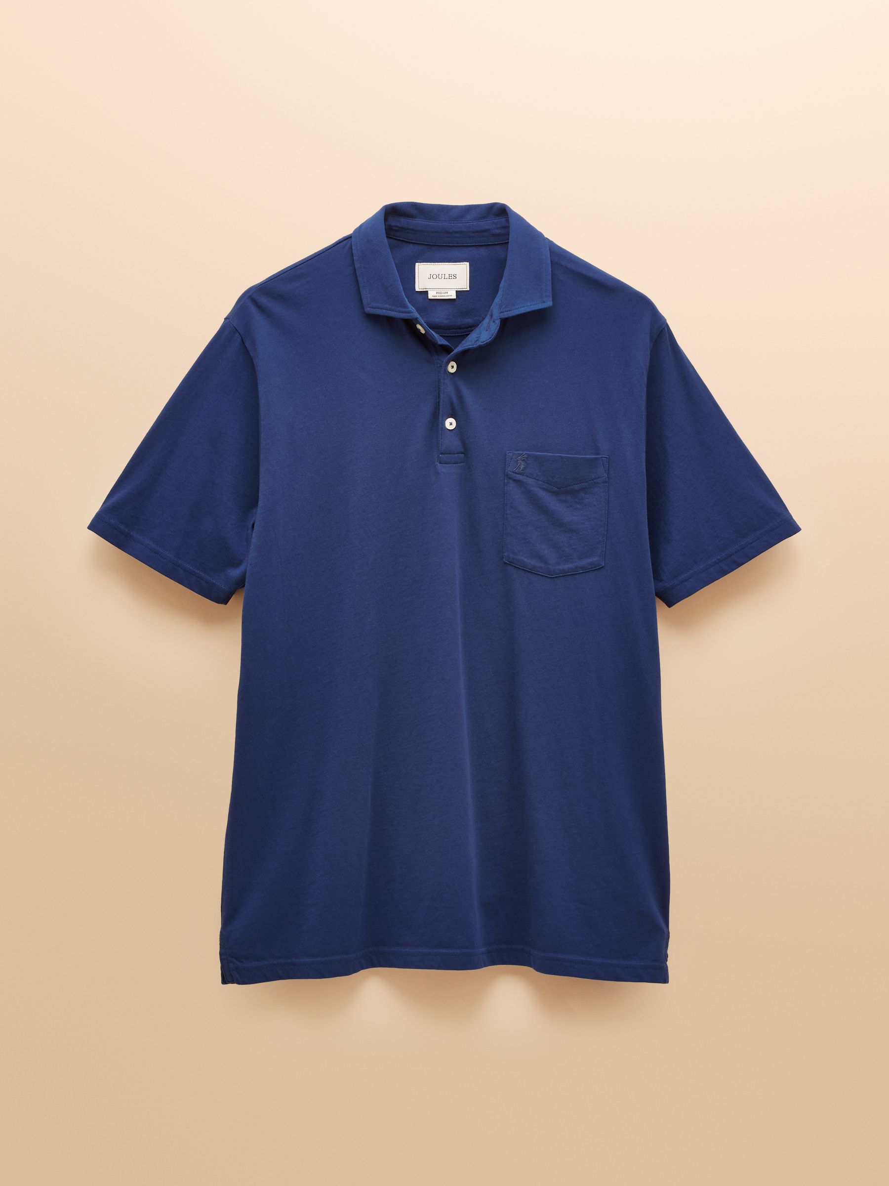 Emmett Navy Soft Cotton Short Sleeve Polo Shirt with Pocket - Image 6 of 6