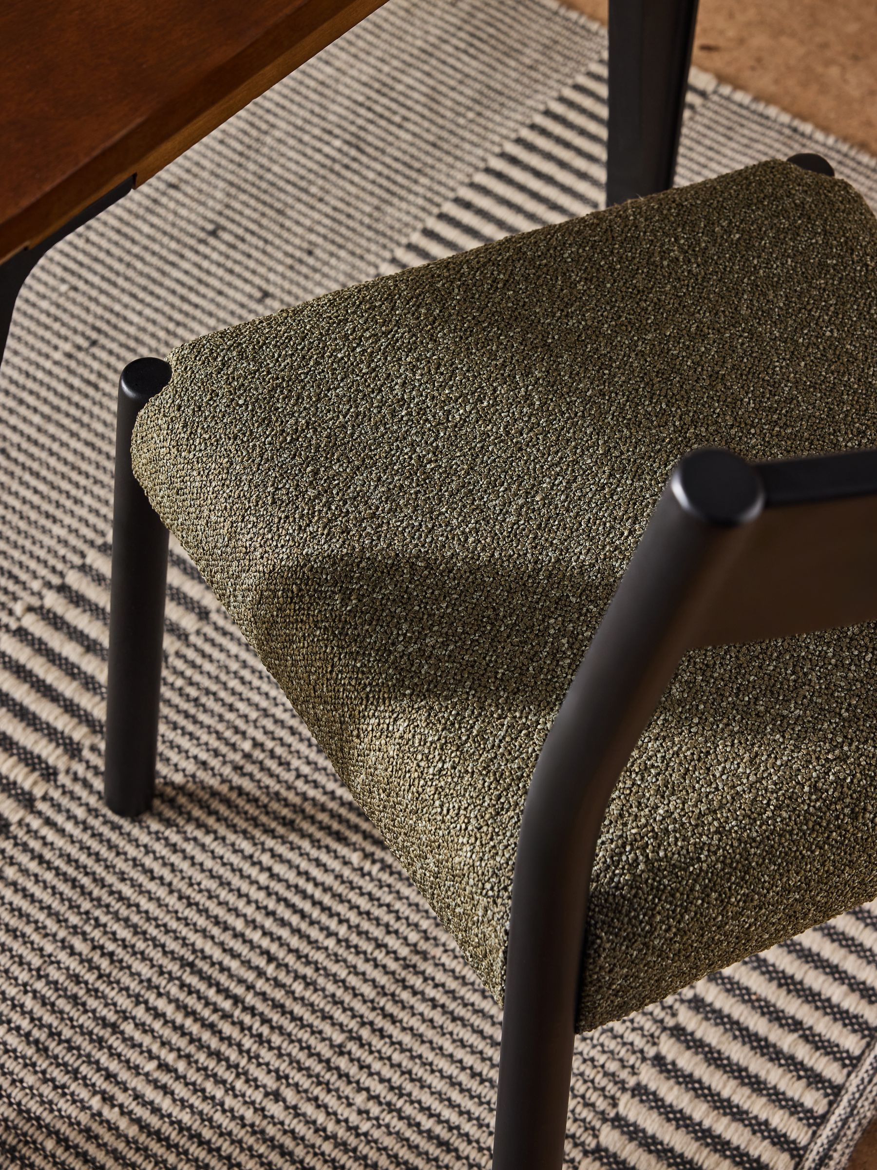 Set of 2 Rhye Dining Chair in Black and Green Boucle - Image 2 of 5
