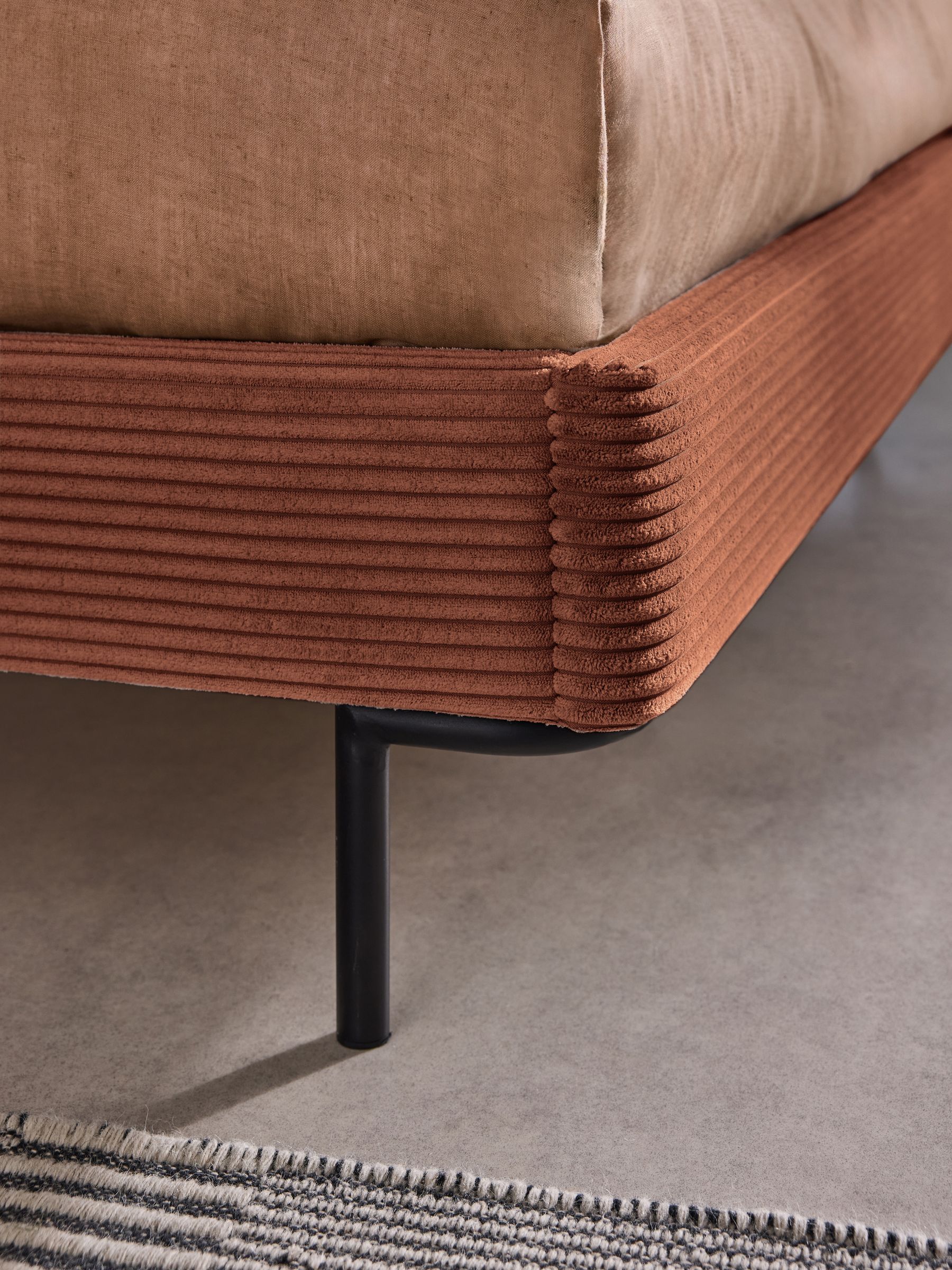 Harlow Bed Frame in Orange Corduroy - Image 3 of 4