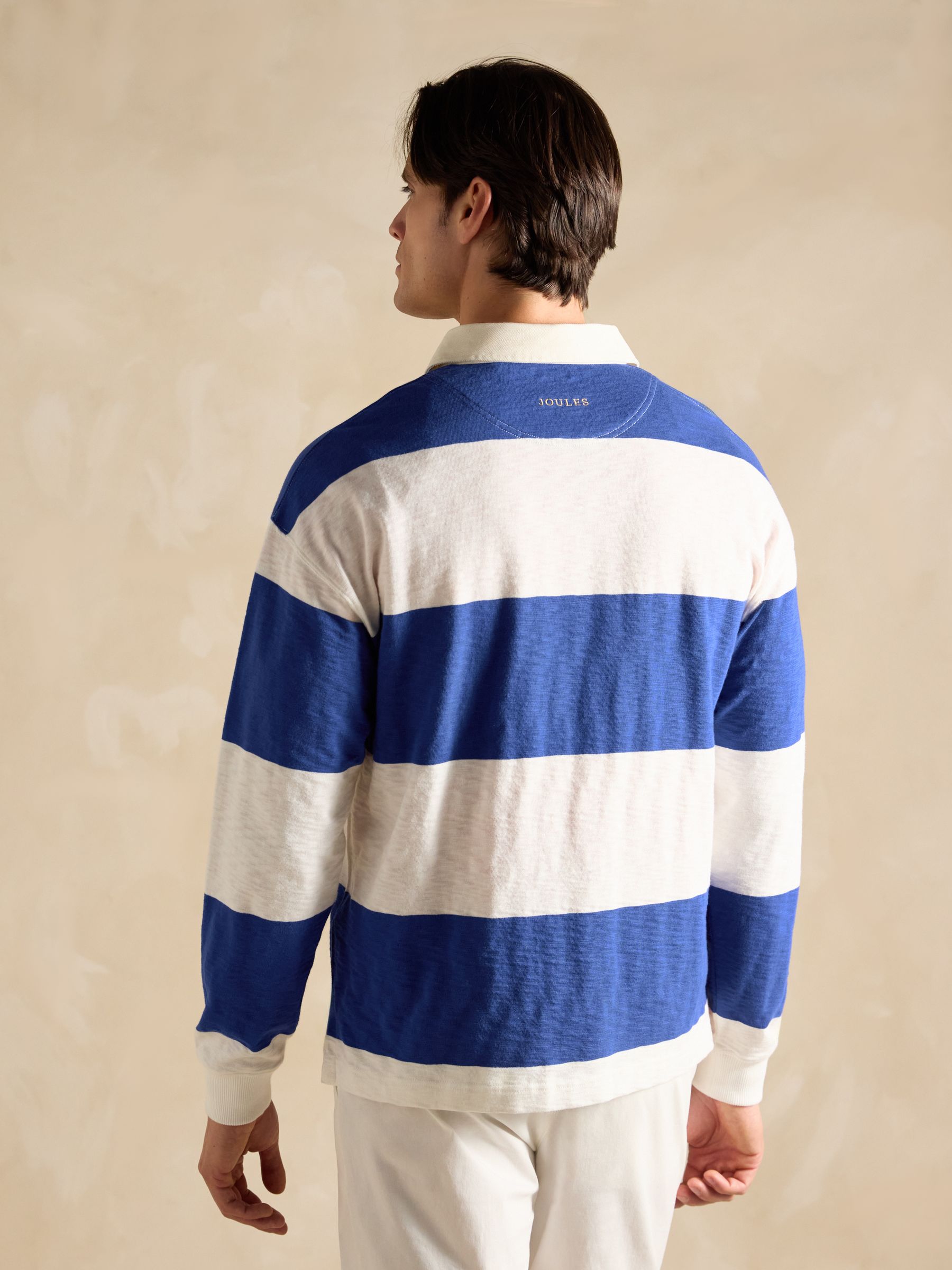 Cream/Blue Lightweight Slub Cotton Rugby Club Shirt - Image 2 of 8