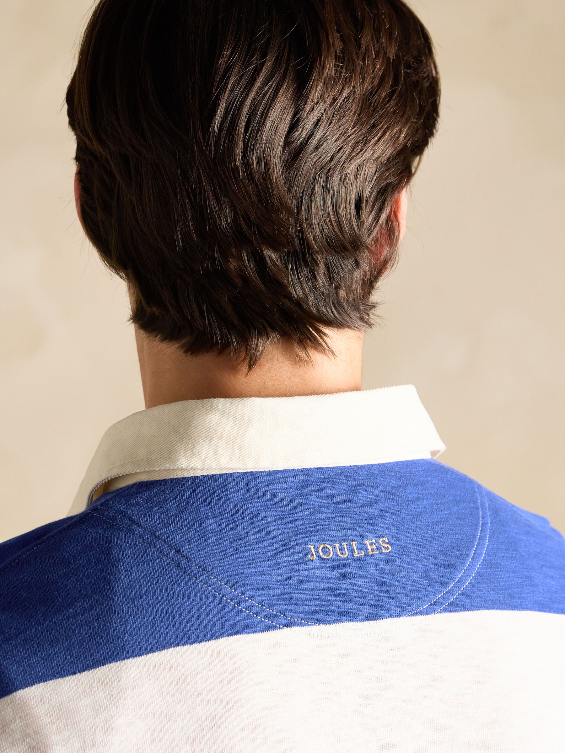 Cream/Blue Lightweight Slub Cotton Rugby Club Shirt - Image 5 of 8