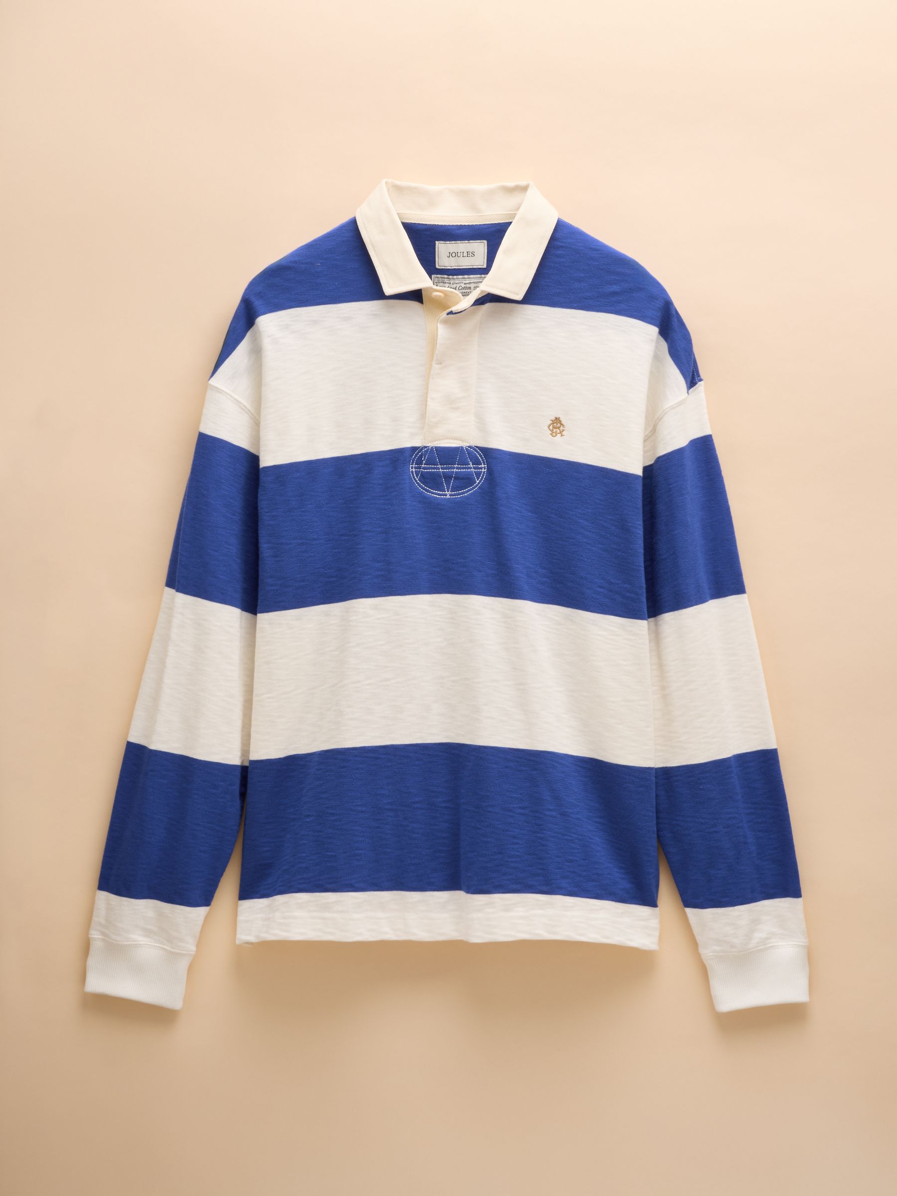 Cream/Blue Lightweight Slub Cotton Rugby Club Shirt - Image 8 of 8