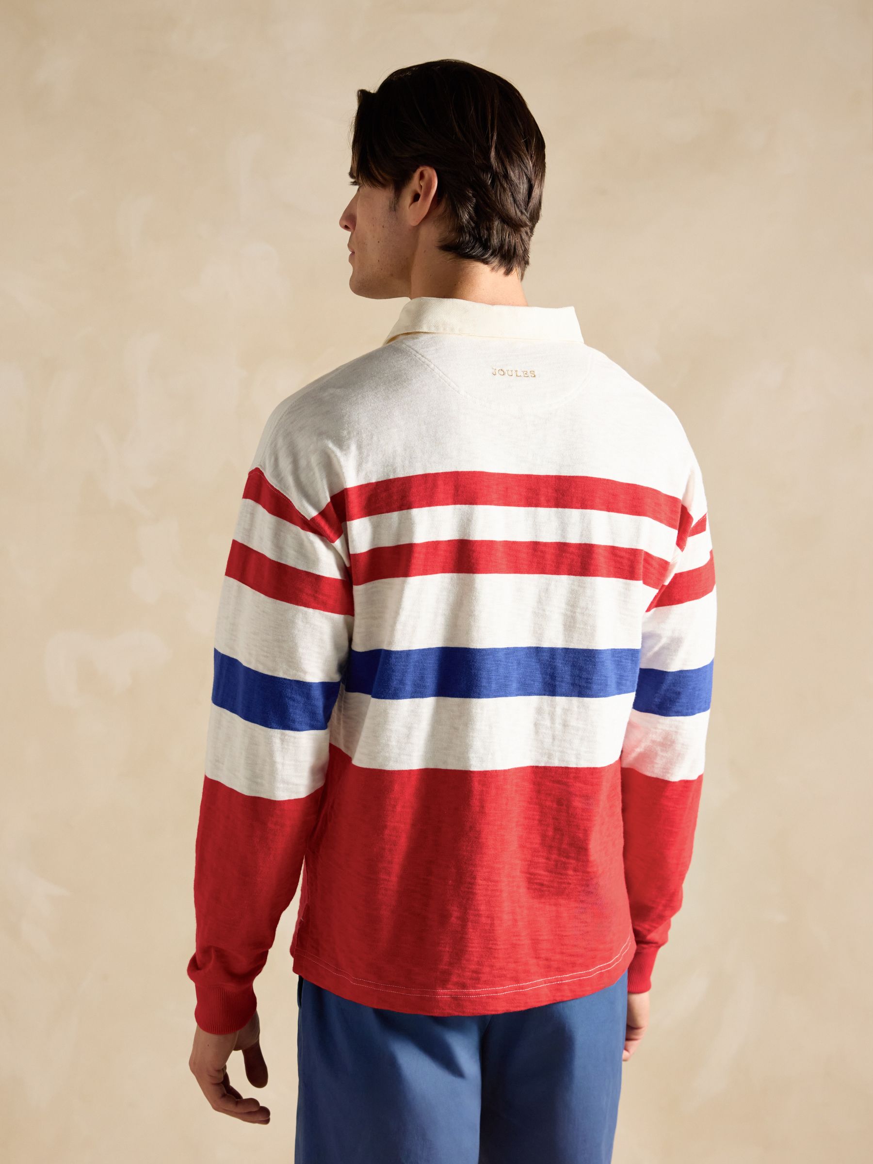 Red/Cream Lightweight Slub Cotton Rugby Club Shirt - Image 2 of 8