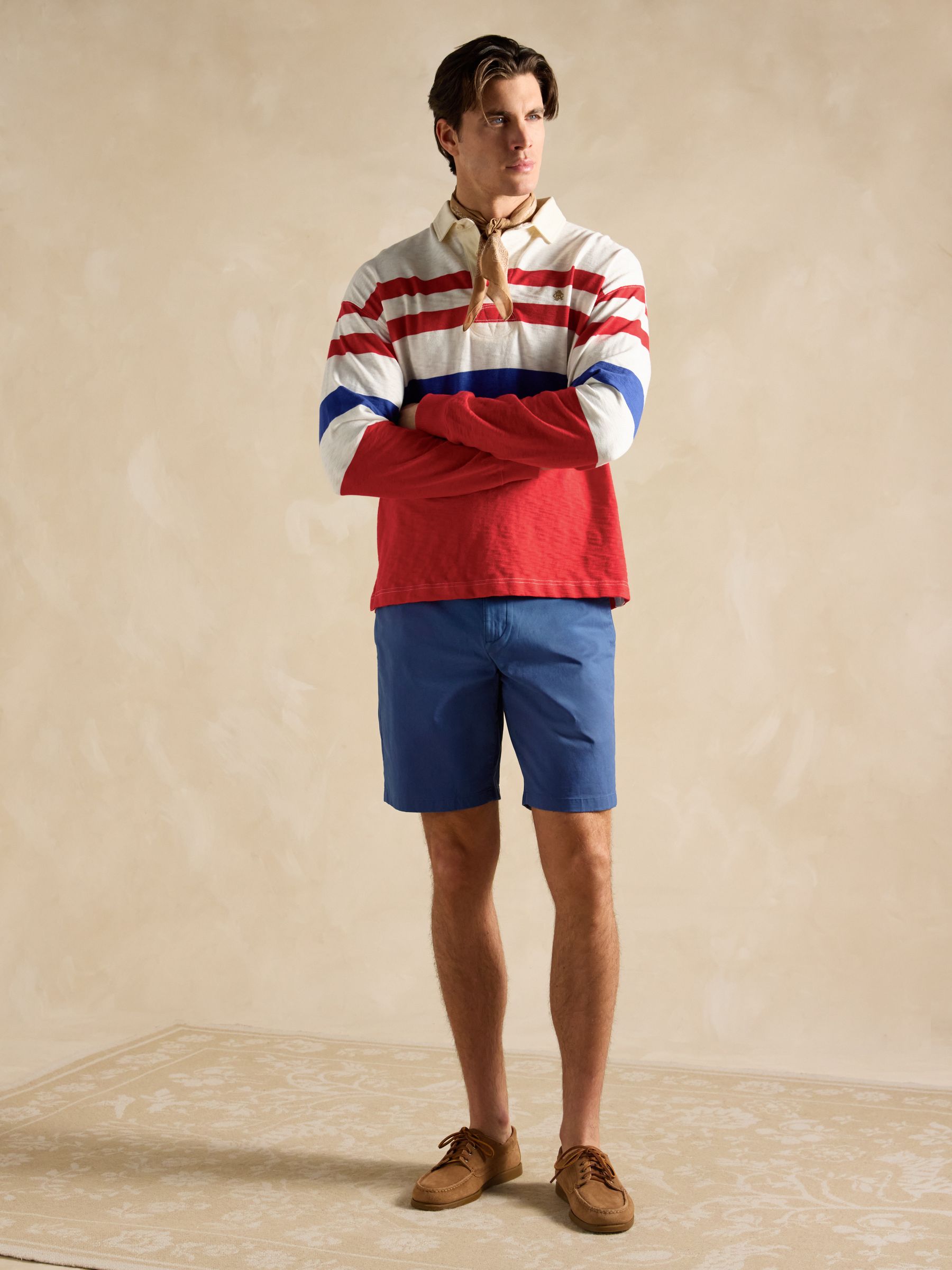 Red/Cream Lightweight Slub Cotton Rugby Club Shirt - Image 3 of 8