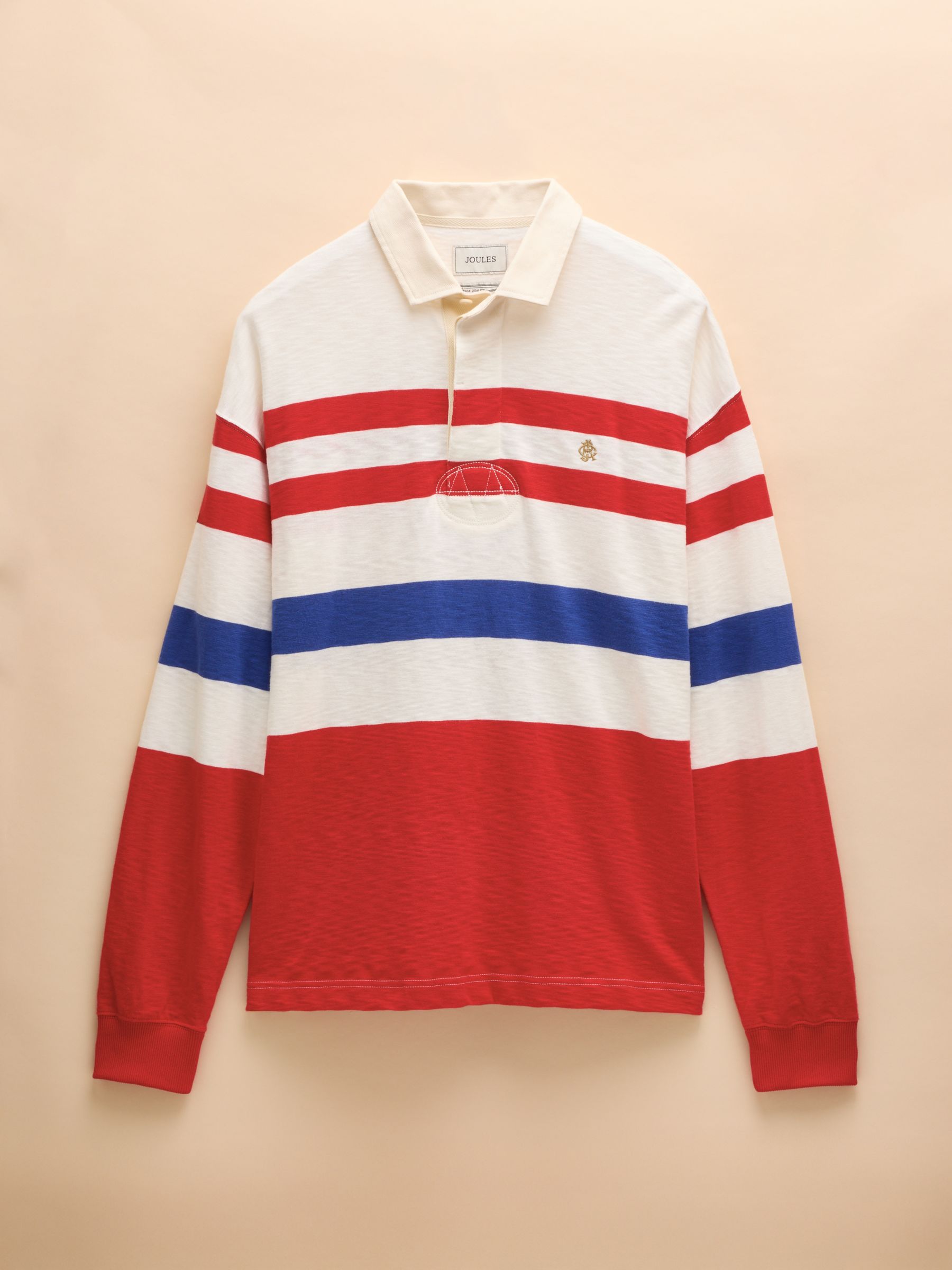 Red/Cream Summer Weight Slub Cotton Rugby Club Shirt - Image 6 of 6