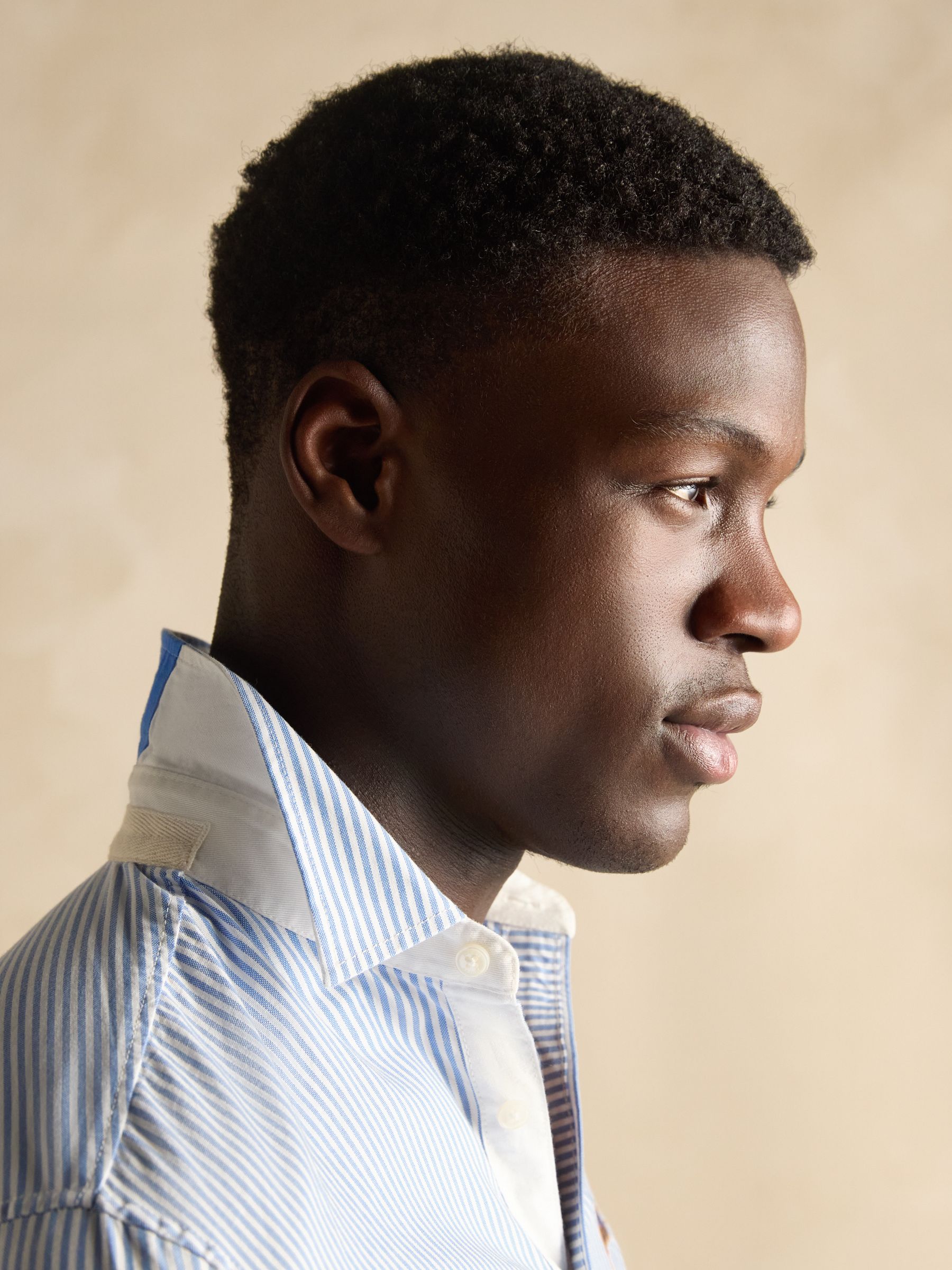 Oxford Embellished Blue Stripe Long Sleeve Classic Fit Cotton Shirt - Image 4 of 12