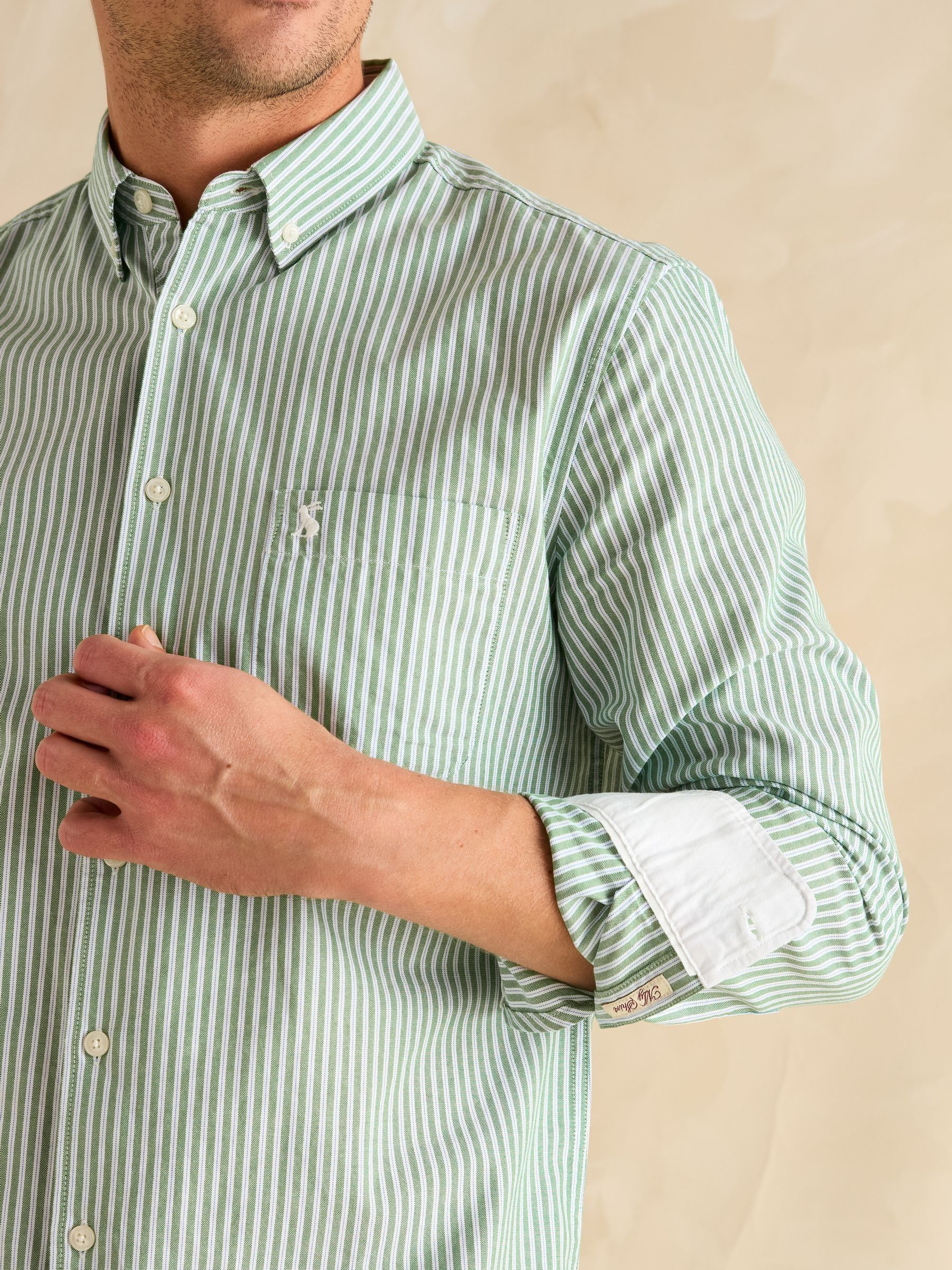 Oxford Green Stripe Classic Fit Shirt - Image 7 of 11
