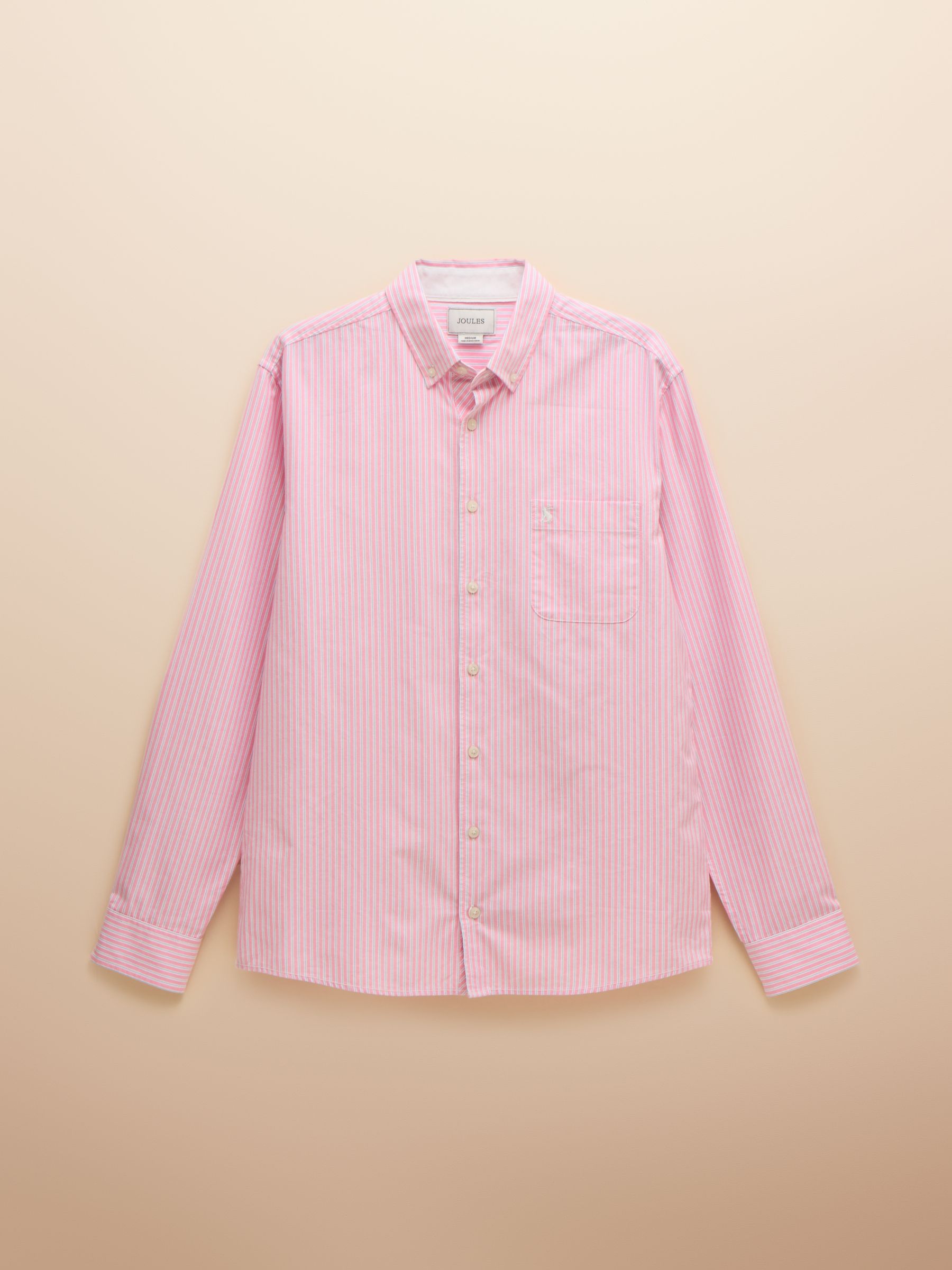 Classic Fit Pink Stripe Long Sleeve Cotton Oxford Shirt - Image 12 of 12