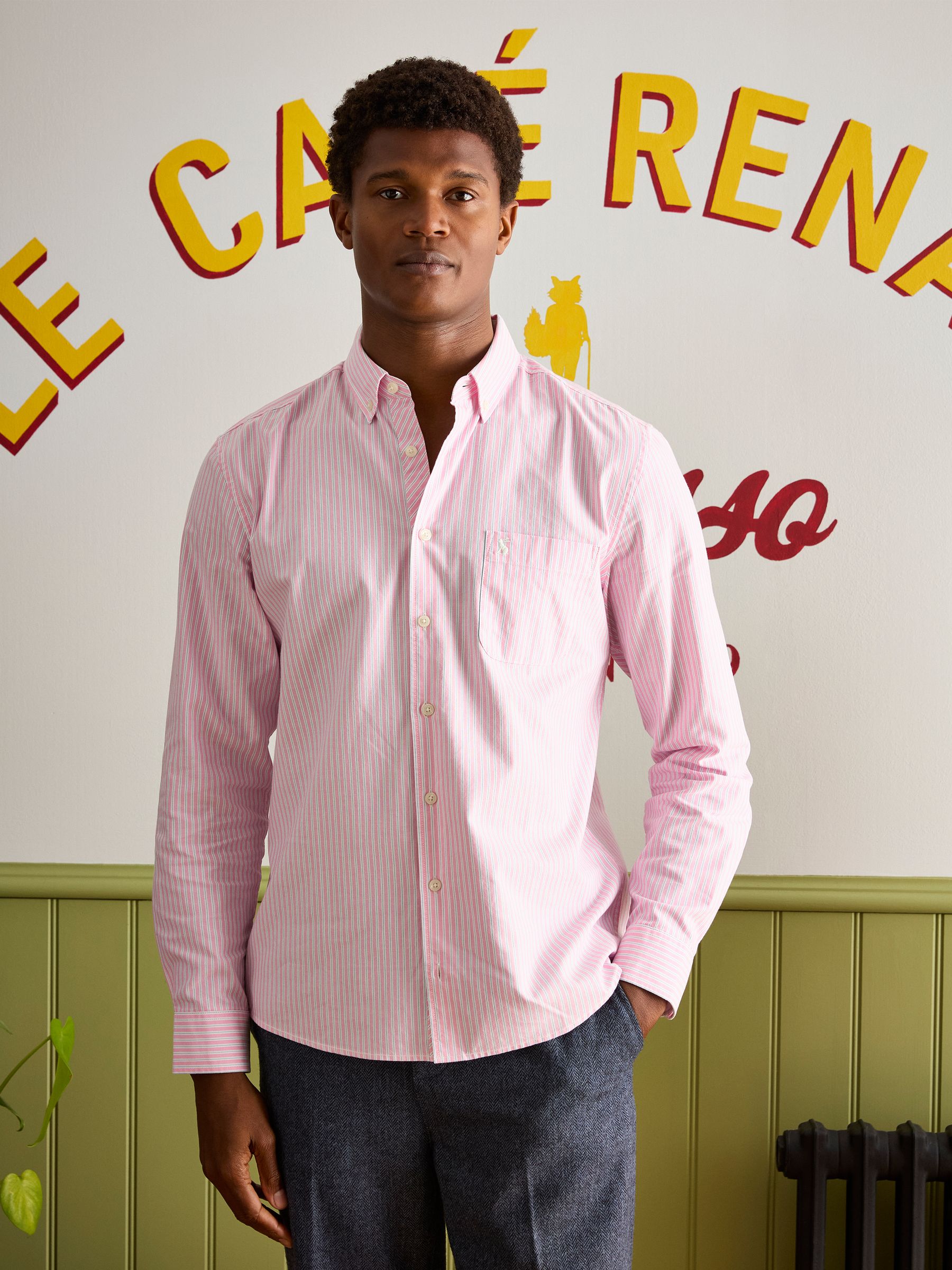 Oxford Classic Fit Pink Stripe Long Sleeve Cotton Shirt | Joules