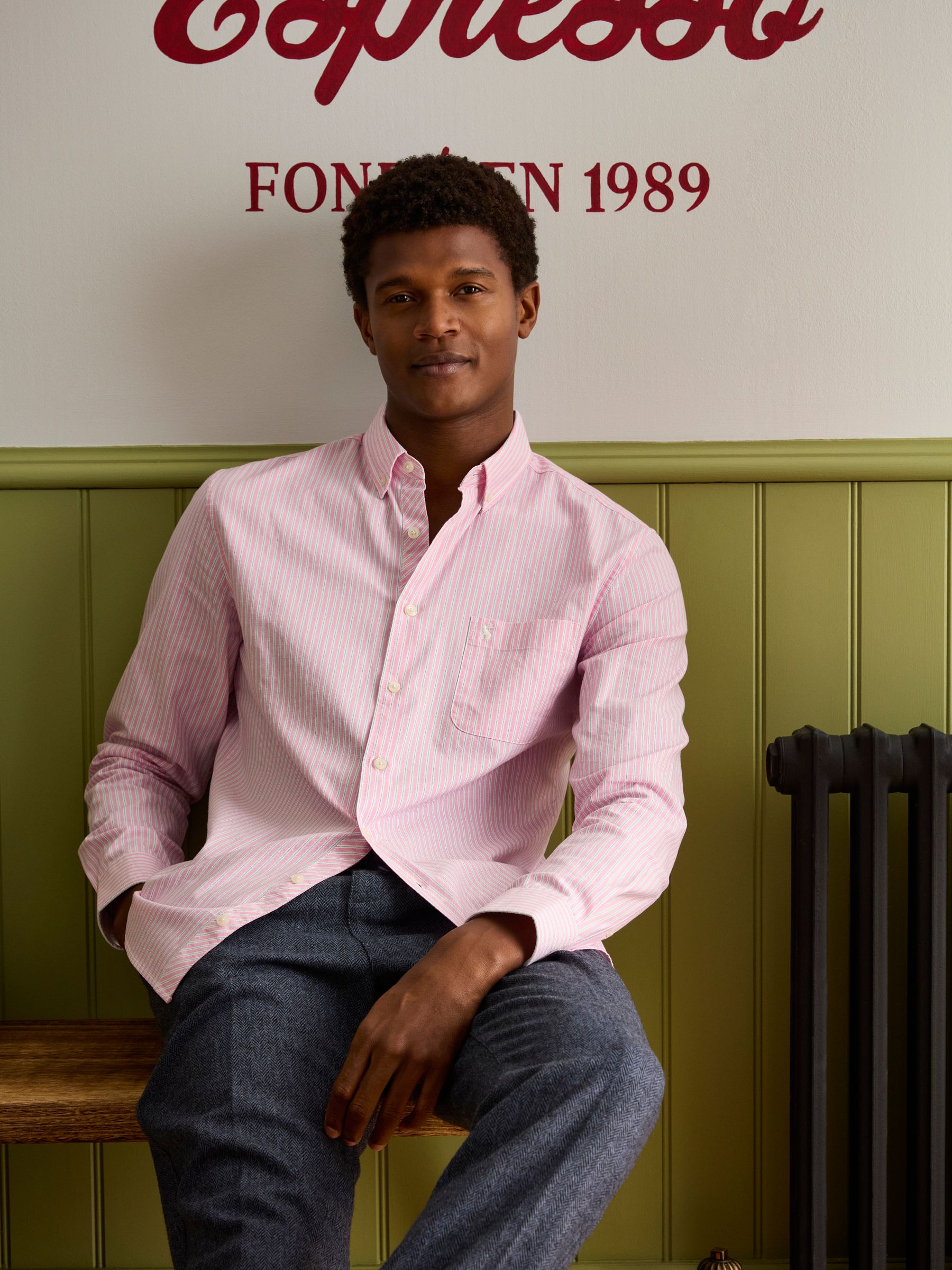 Oxford Classic Fit Pink Stripe Long Sleeve Cotton Shirt | Joules