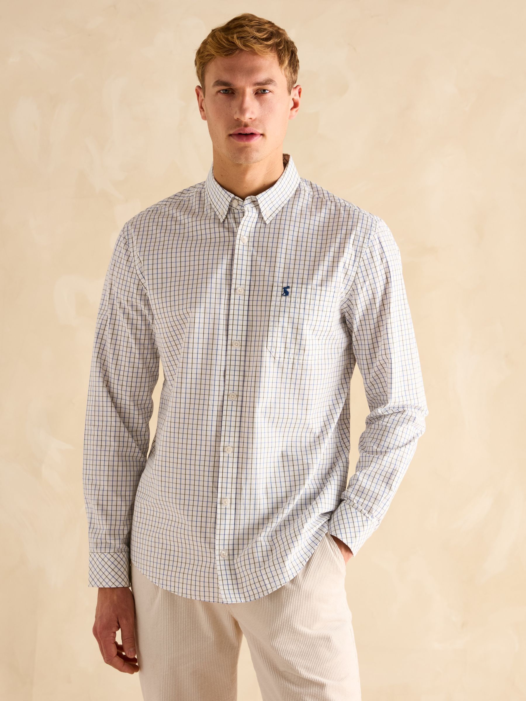 Poplin Blue & Green Check Classic Fit Shirt - Image 2 of 9