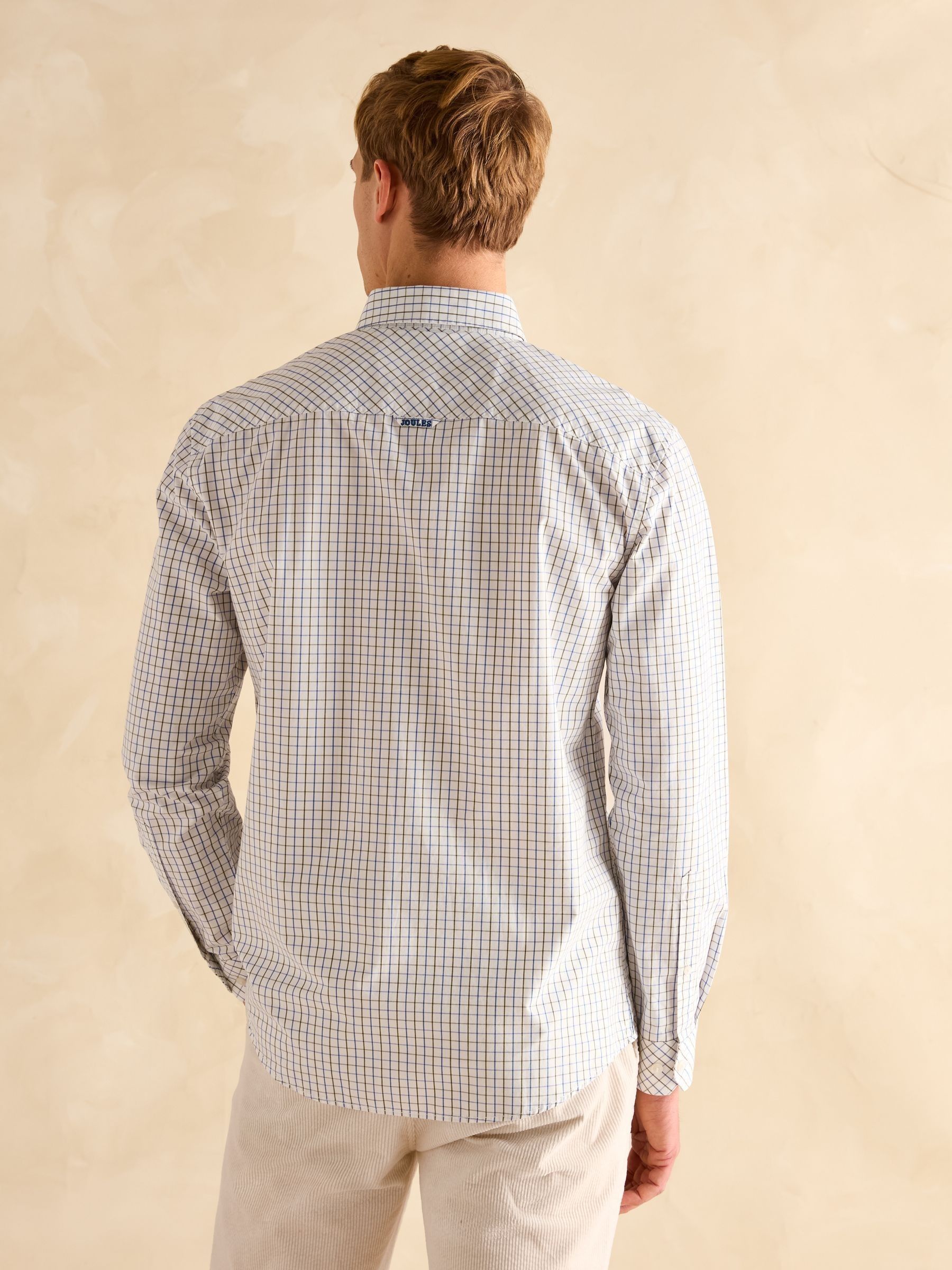 Poplin Blue & Green Check Classic Fit Shirt - Image 3 of 9