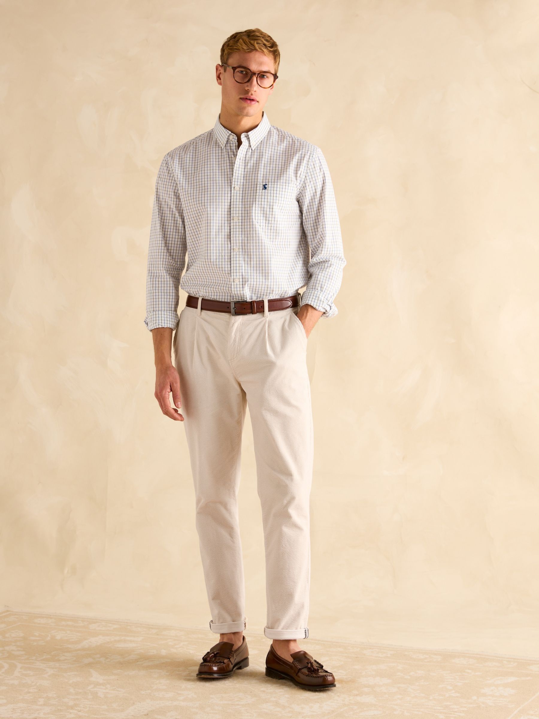 Poplin Blue & Green Check Classic Fit Shirt - Image 4 of 9