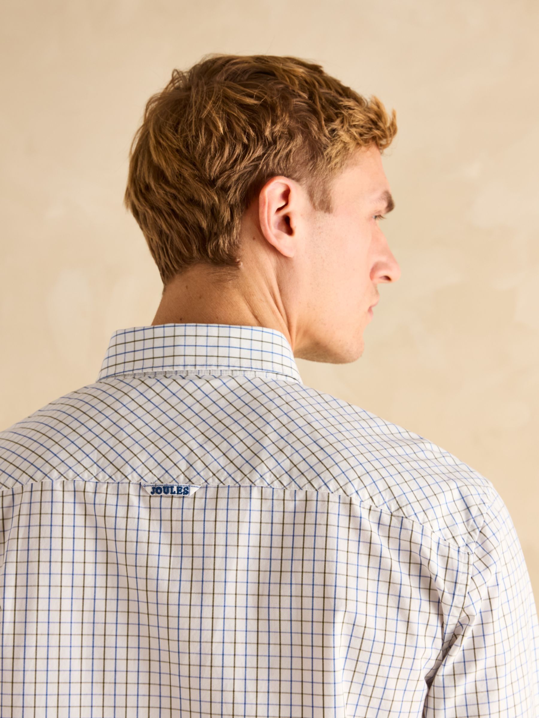 Poplin Blue & Green Check Classic Fit Shirt - Image 9 of 9