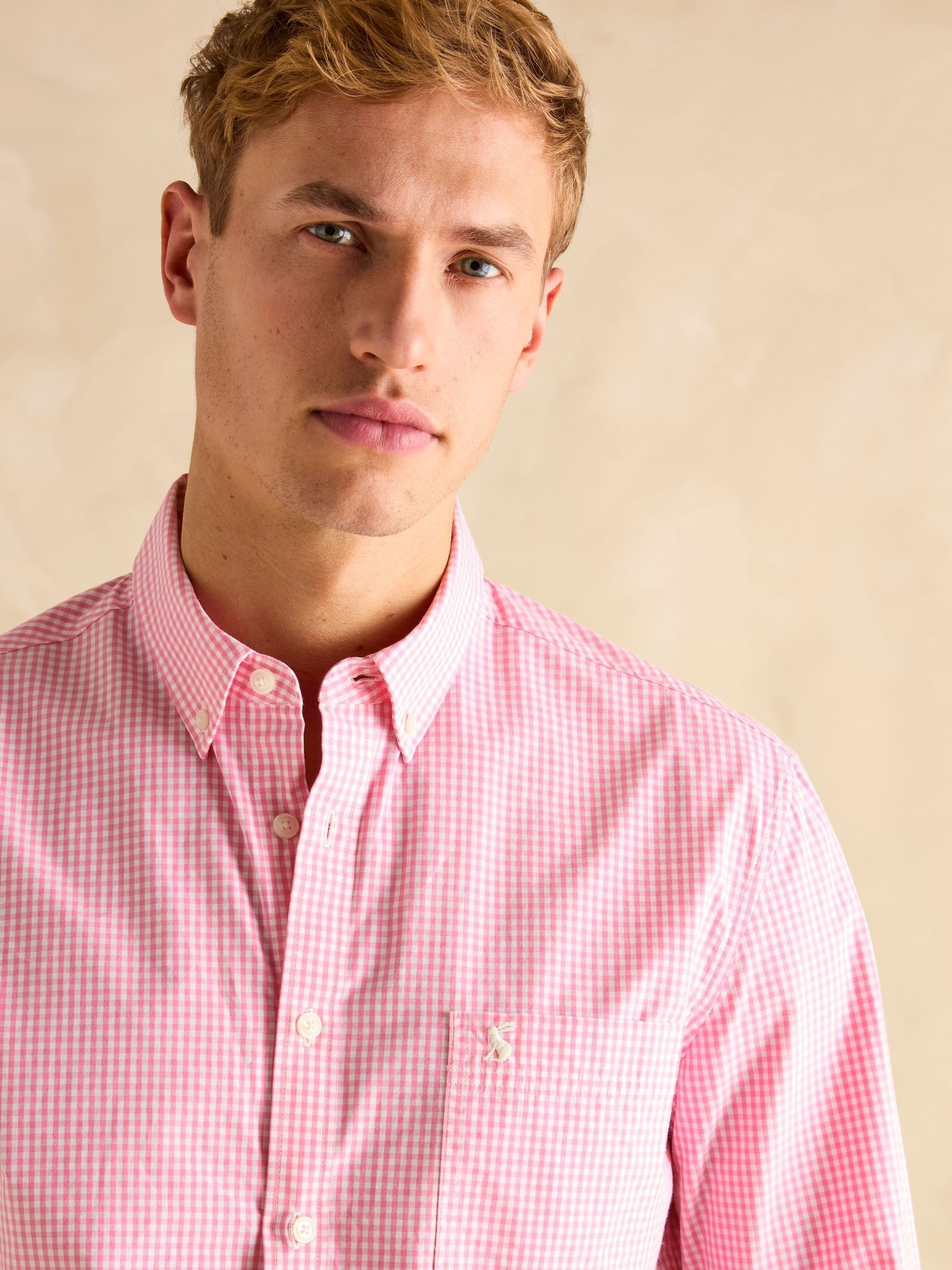 Poplin Pink Gingham Check Classic Fit Shirt - Image 5 of 8