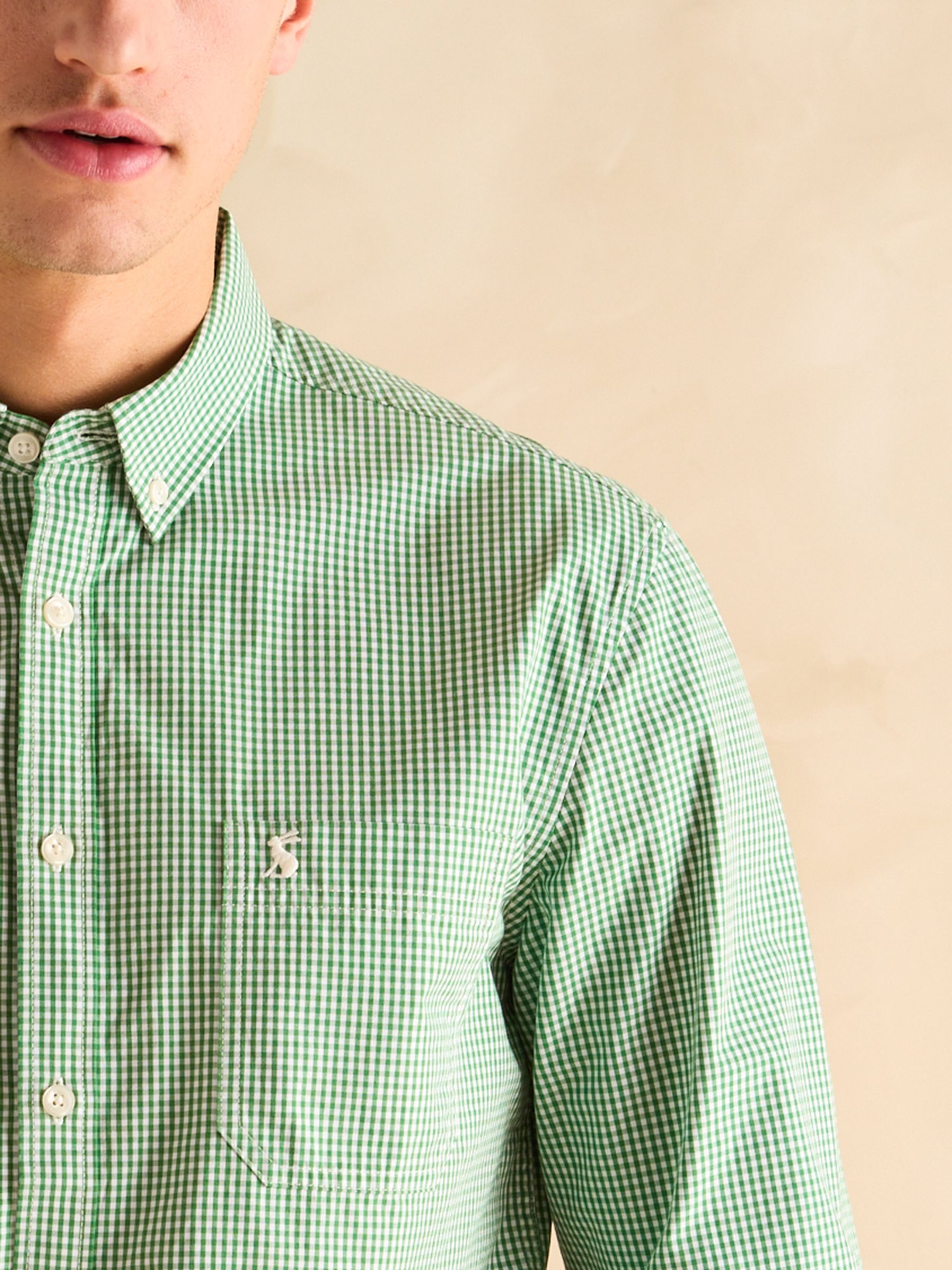 Poplin Green Gingham Check Classic Fit Shirt - Image 2 of 8