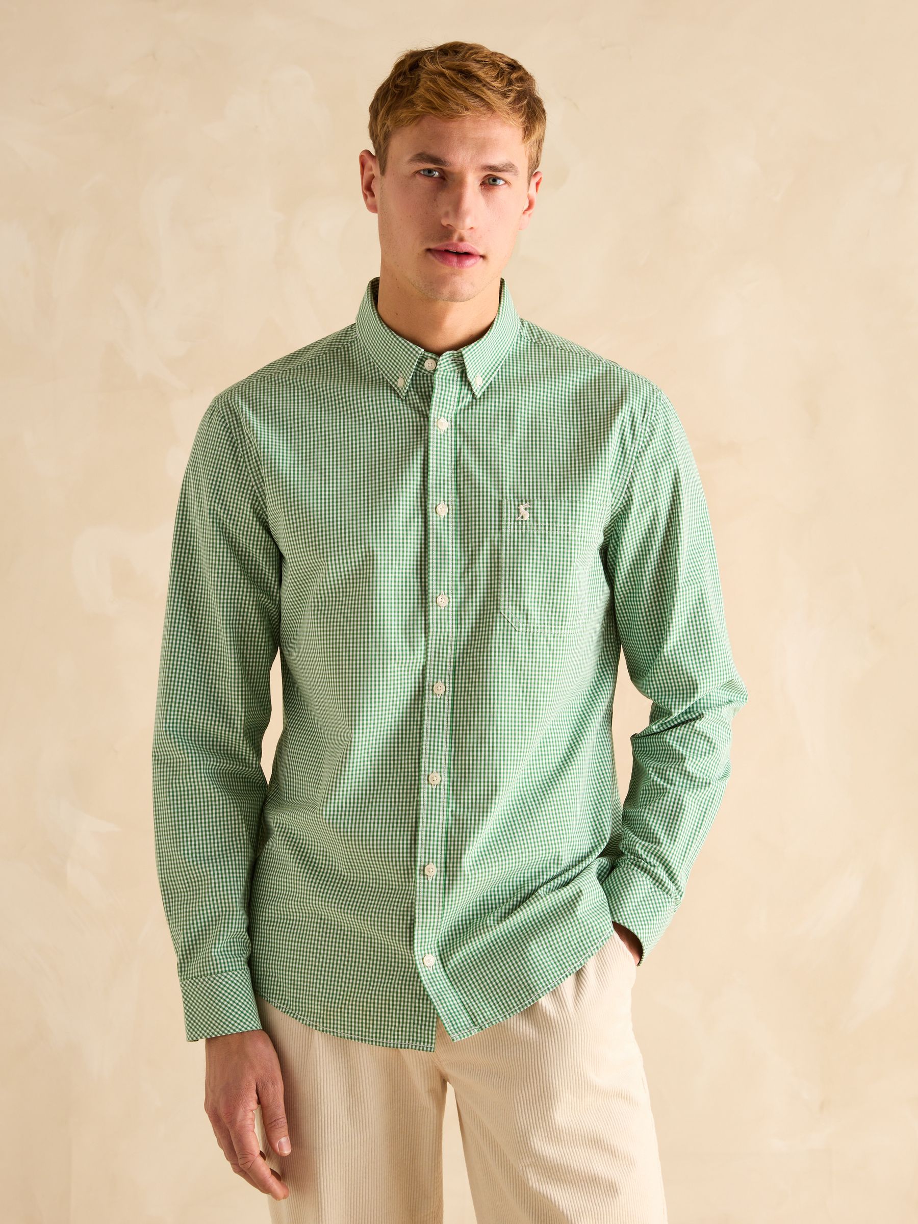 Poplin Green Gingham Check Classic Fit Shirt - Image 3 of 8