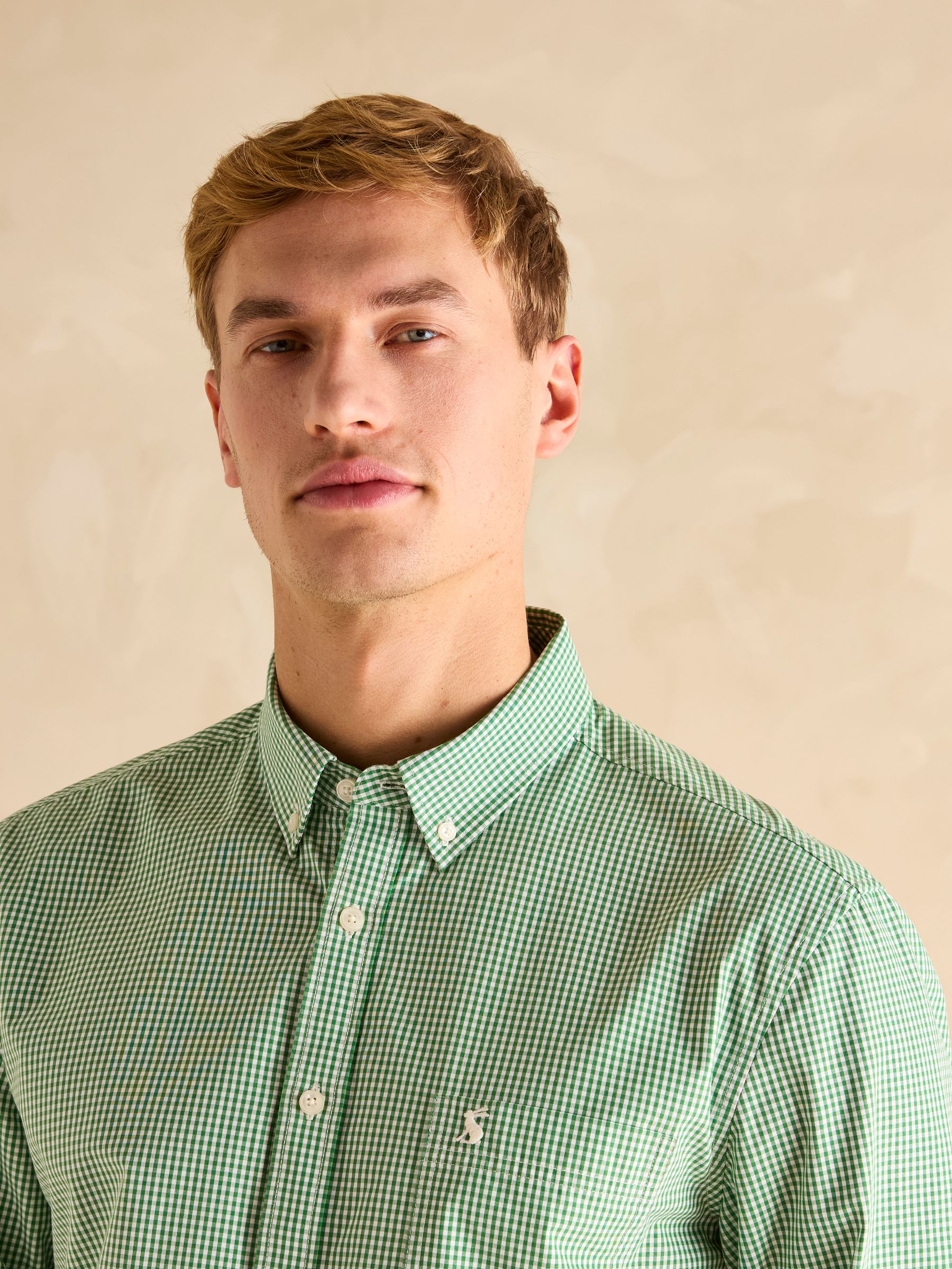Poplin Green Gingham Check Classic Fit Shirt - Image 7 of 8