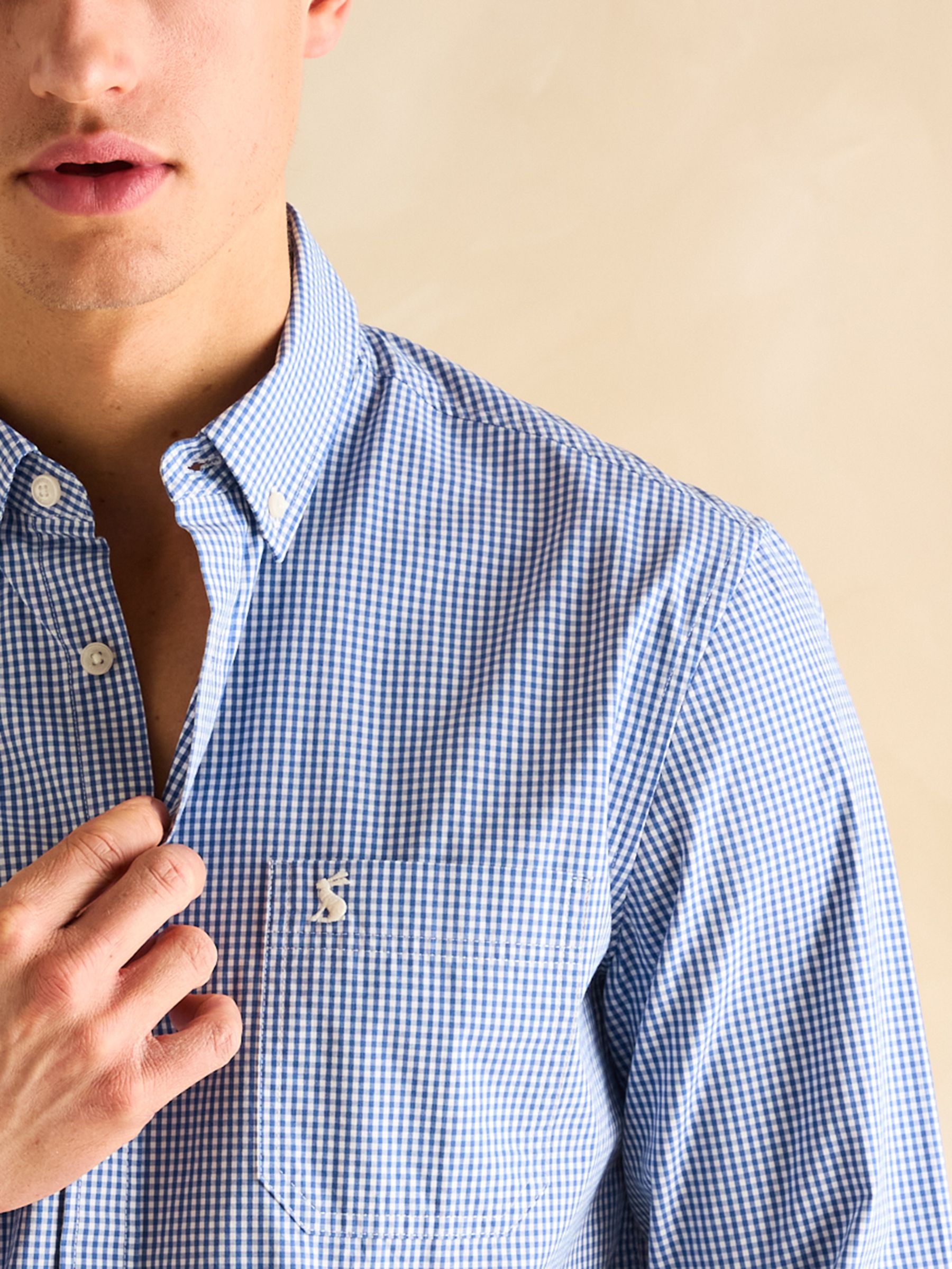 Poplin Blue Gingham Check Classic Fit Shirt - Image 2 of 9