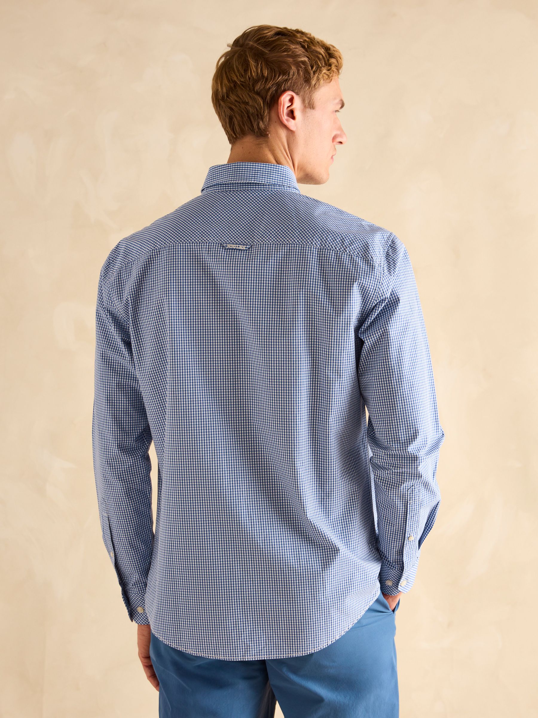 Poplin Blue Gingham Check Classic Fit Shirt - Image 4 of 9