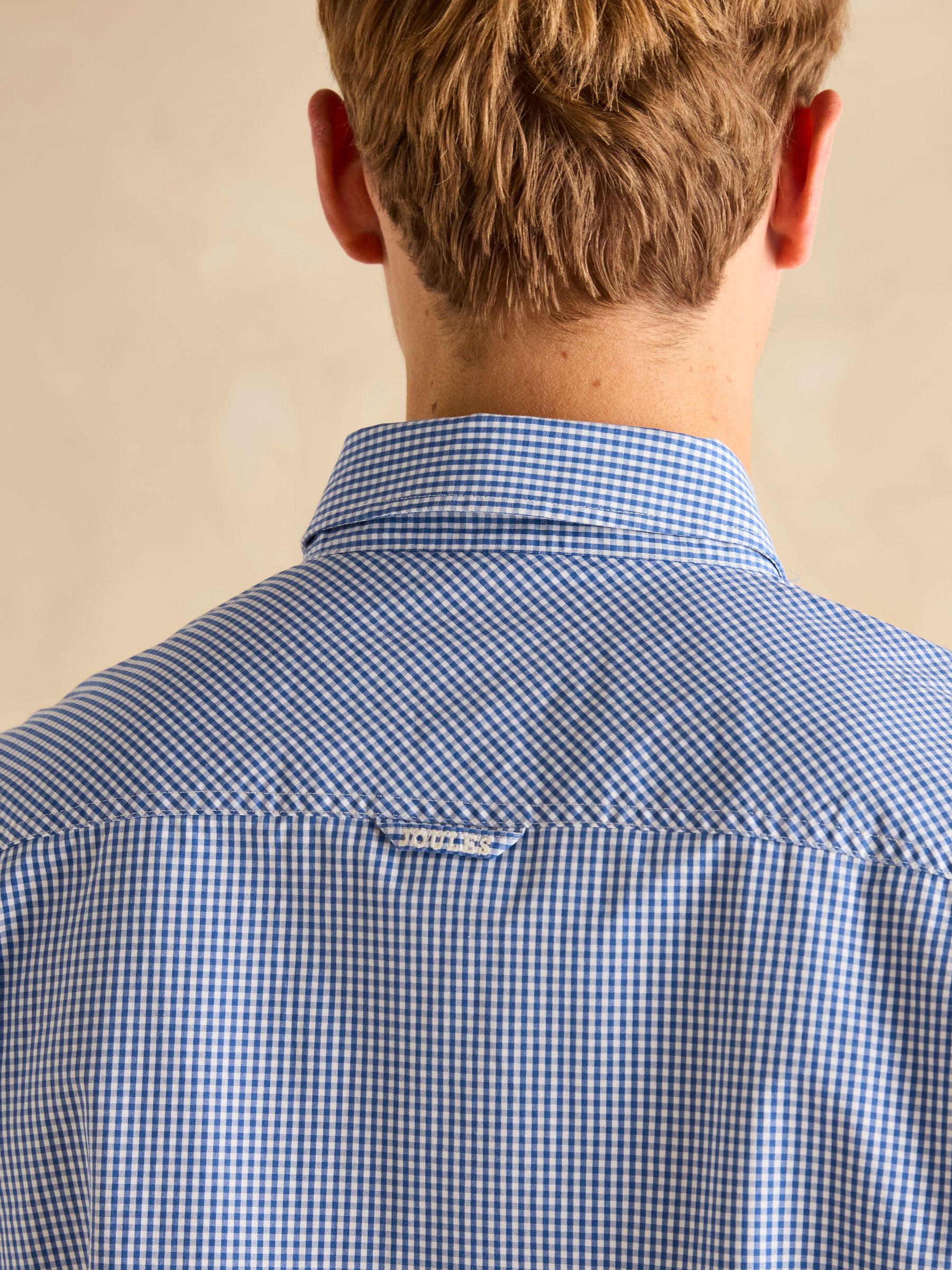 Poplin Blue Gingham Check Classic Fit Shirt - Image 8 of 9