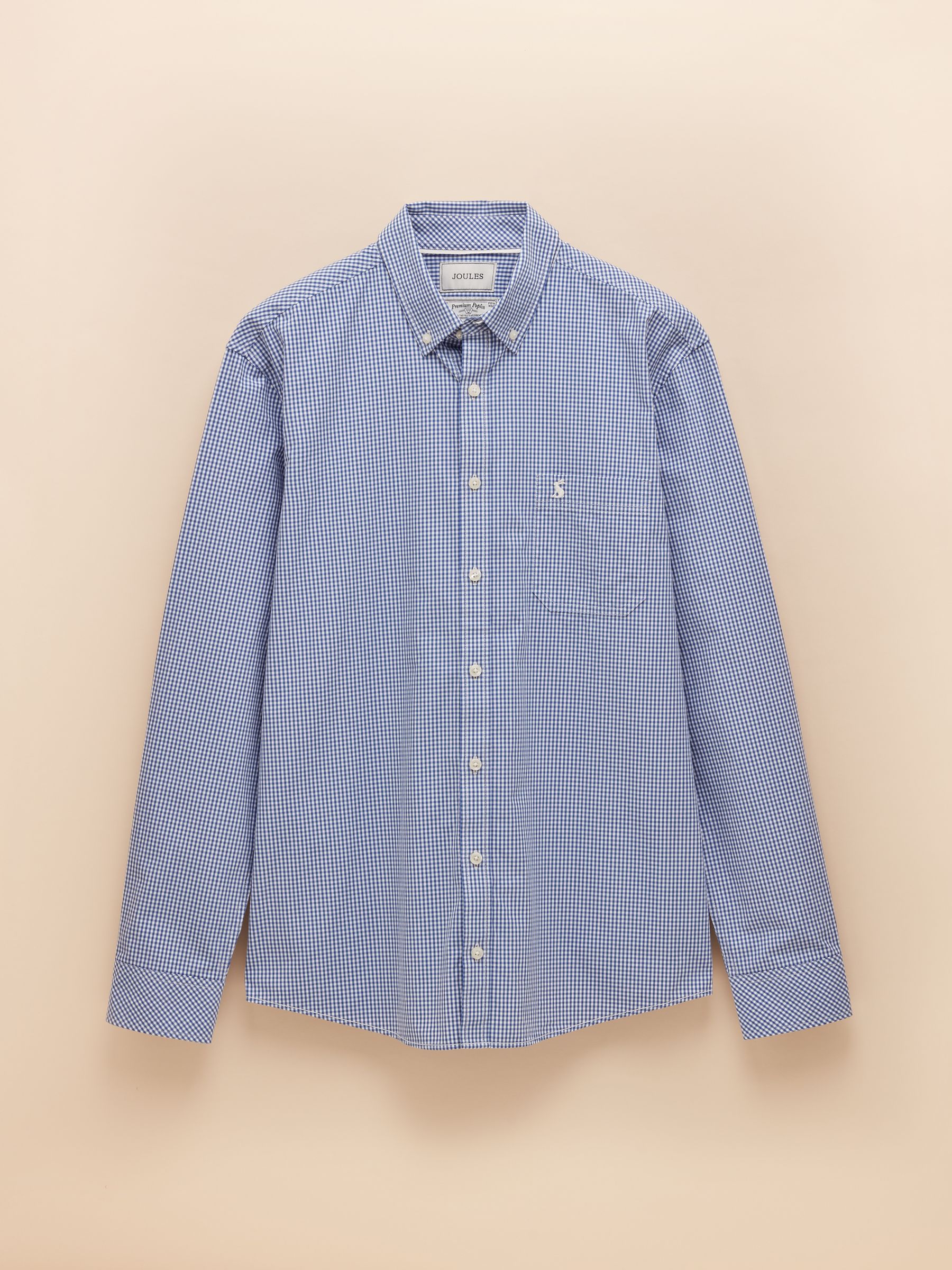Poplin Blue Gingham Check Classic Fit Shirt - Image 9 of 9