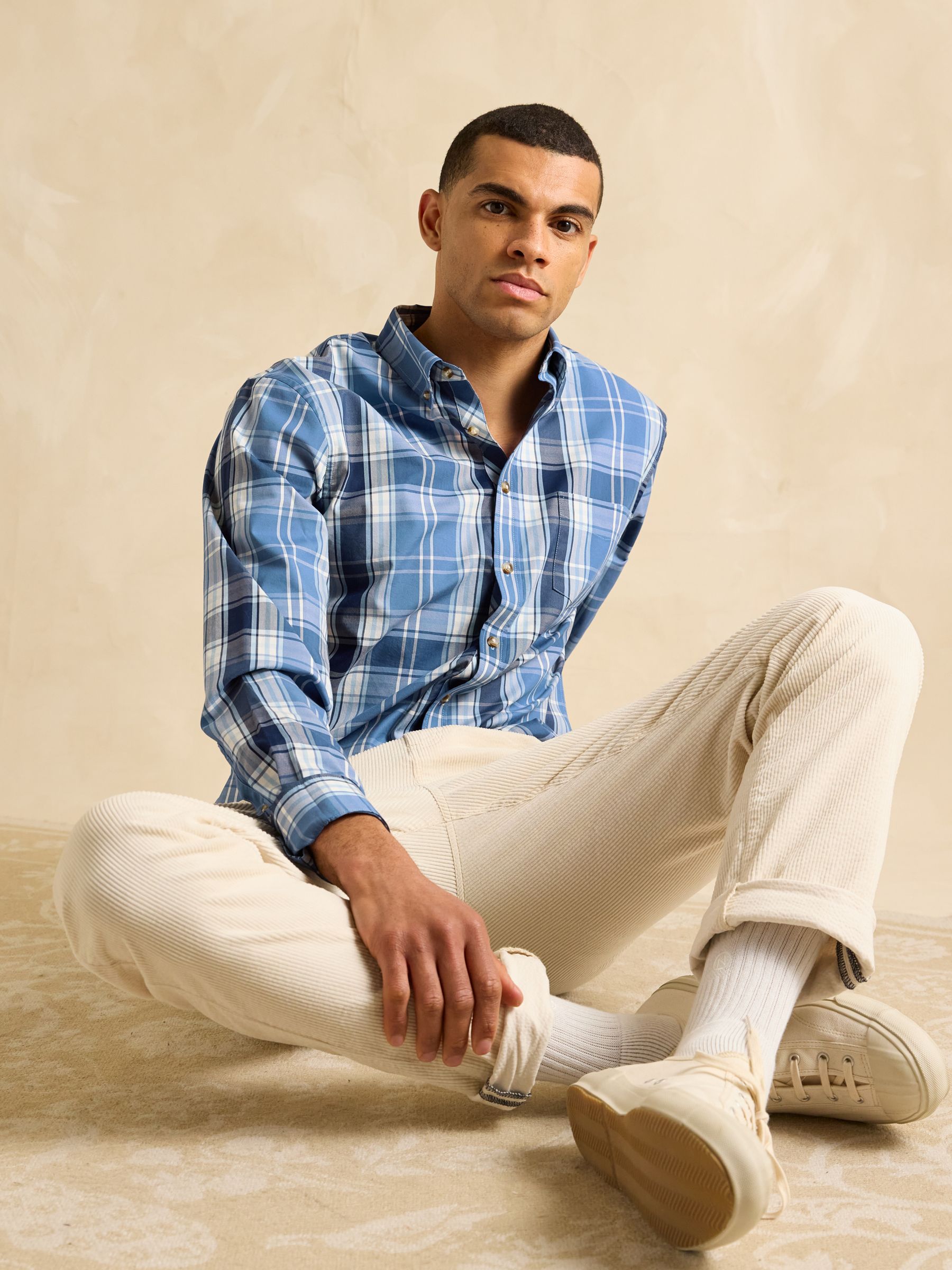 Get A Move On Blue Check Stretch Shirt - Image 4 of 8