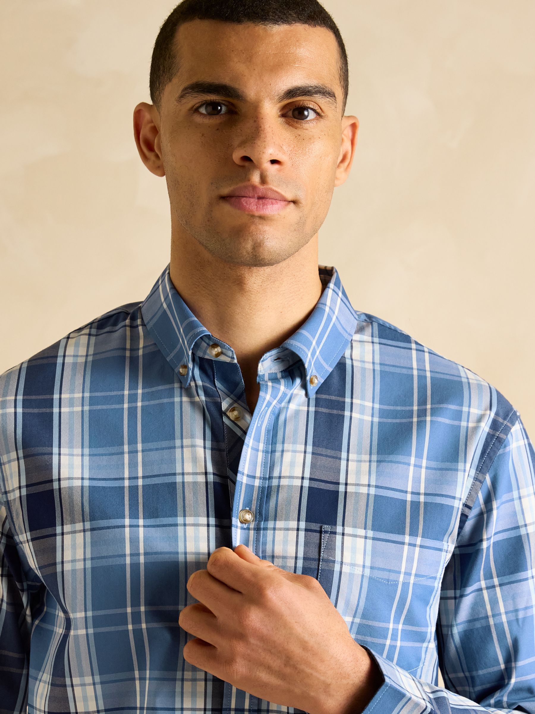 Get A Move On Blue Check Stretch Shirt - Image 6 of 8
