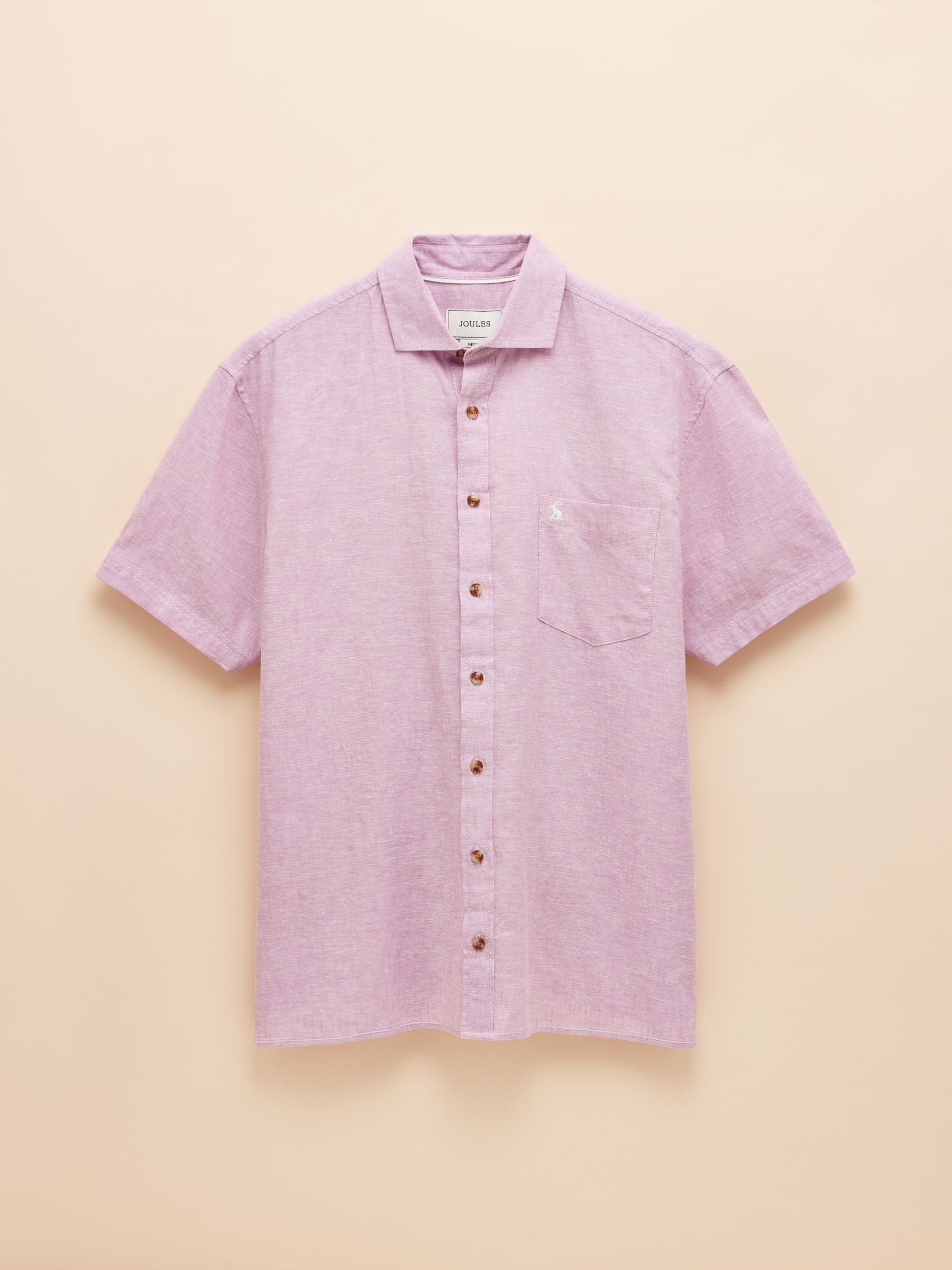 Linen Blend Violet Purple Short Sleeve Shirt - Image 7 of 7