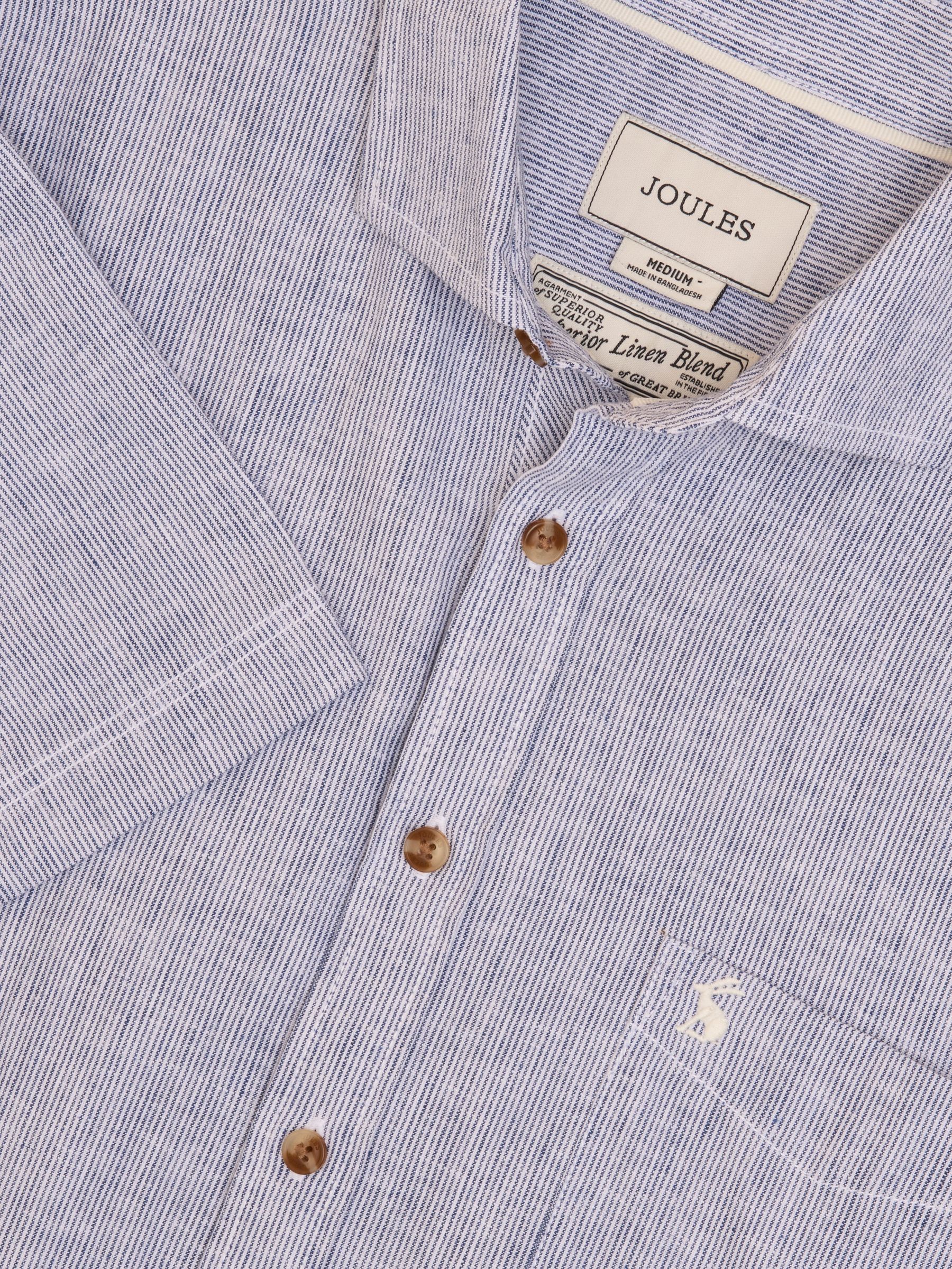 Linen Blend Blue Stripe Short Sleeve Shirt - Image 1 of 7