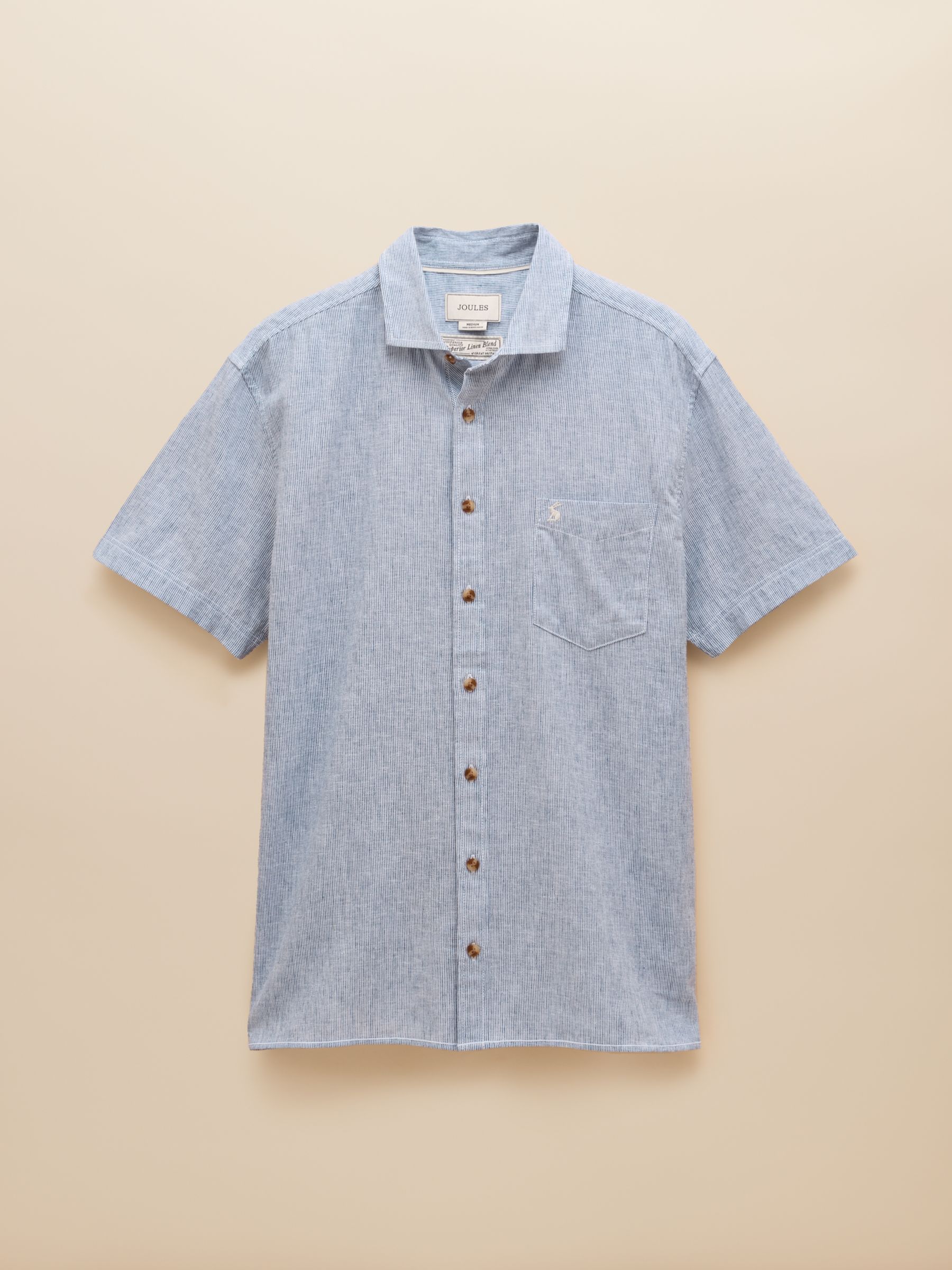 Linen Blend Blue Stripe Shirt - Image 9 of 9