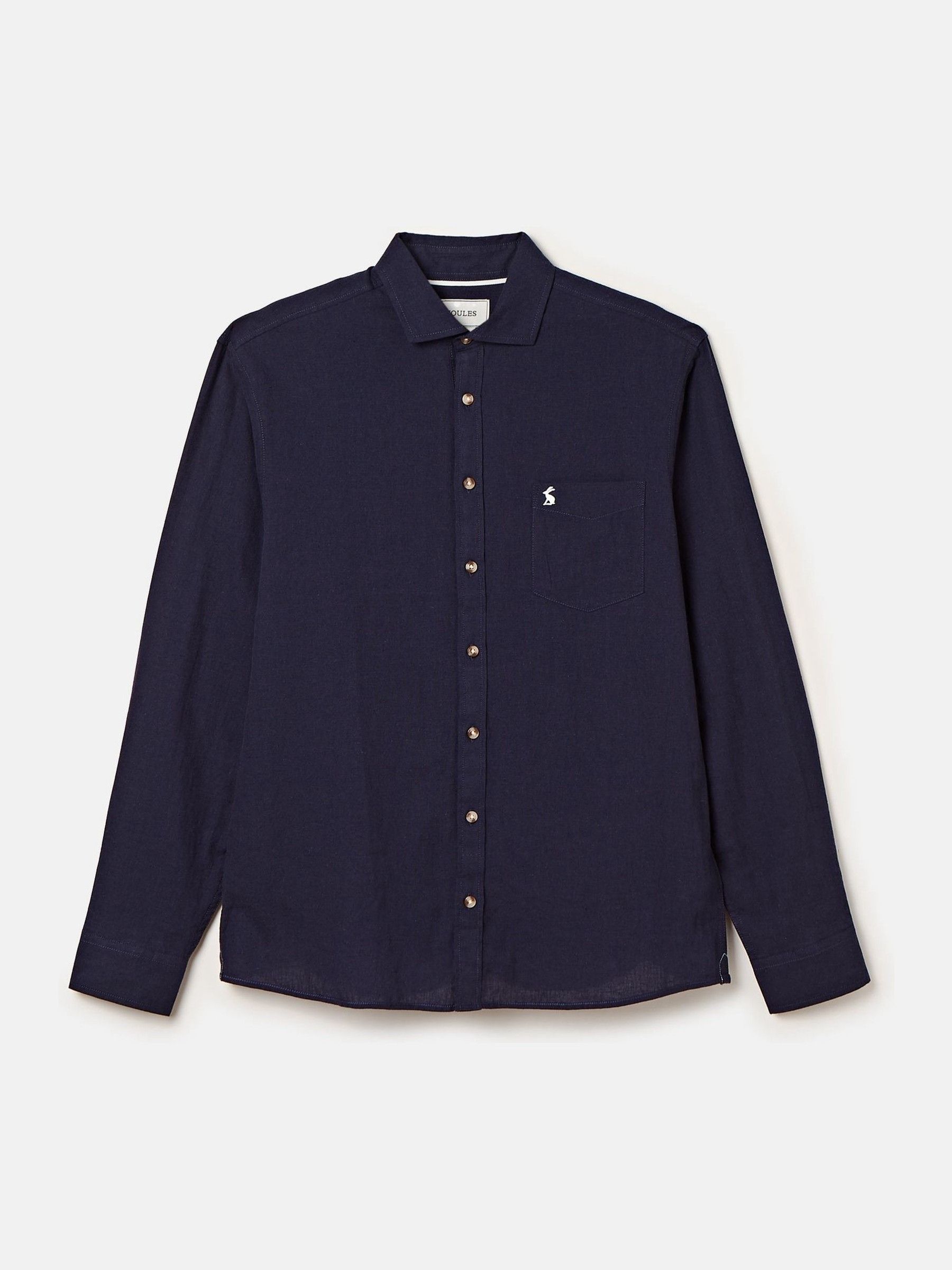 Linen Blend Navy Long Sleeve Shirt - Image 8 of 8