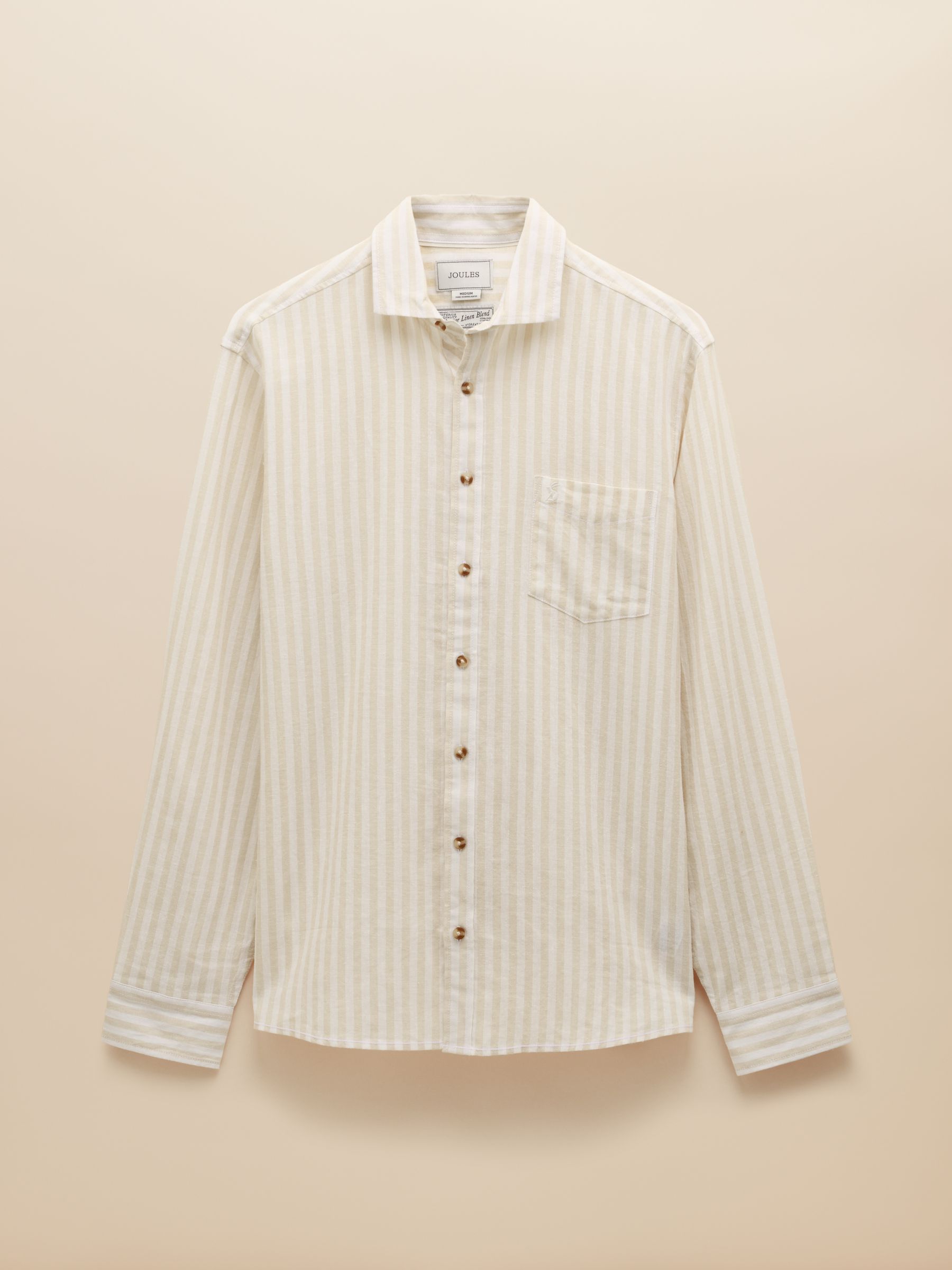 Linen Blend Cream/White Stripe Shirt - Image 9 of 9