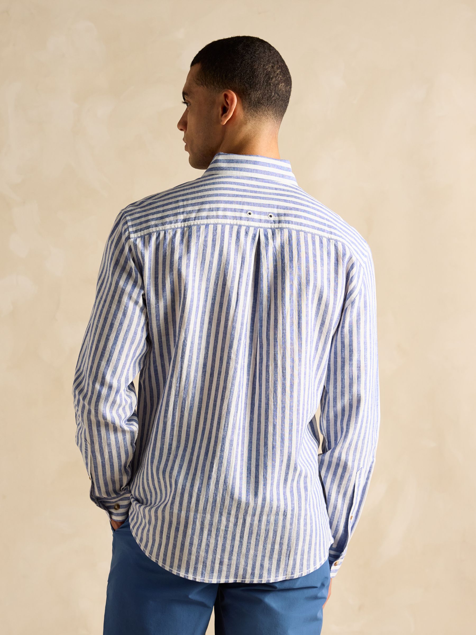 Linen Blend Light Blue Long Sleeve Shirt - Image 5 of 8