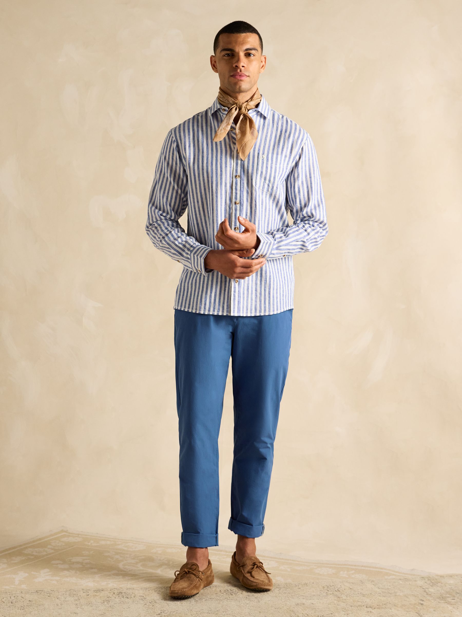 Linen Blend Light Blue Long Sleeve Shirt - Image 6 of 8