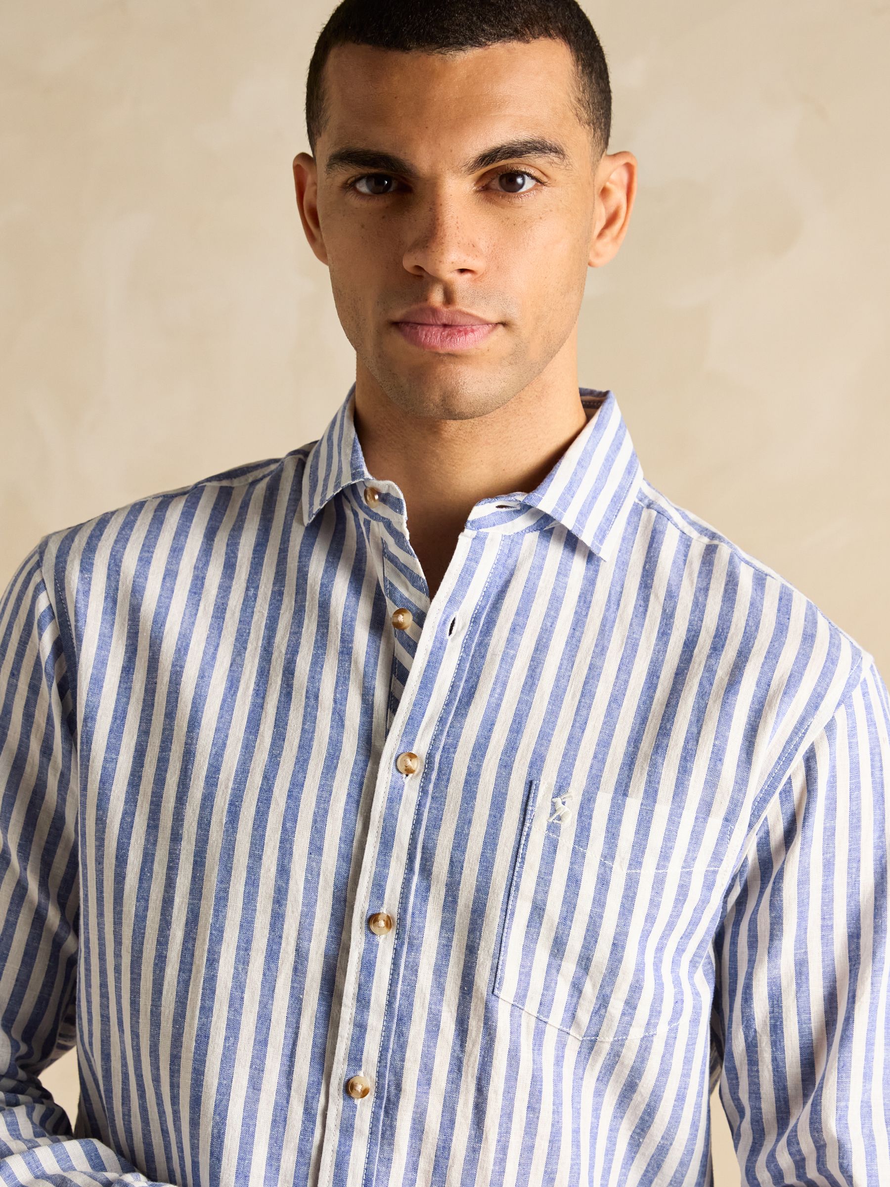 Linen Blend Light Blue Long Sleeve Shirt - Image 8 of 8