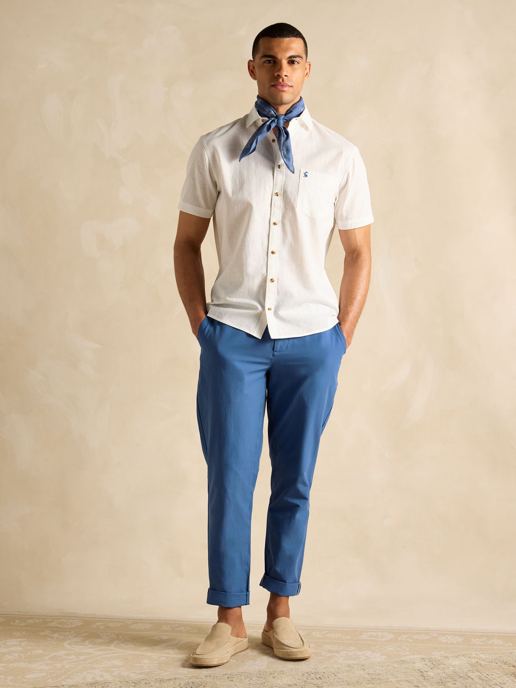 Linen Blend White Short Sleeve Shirt - Image 5 of 8