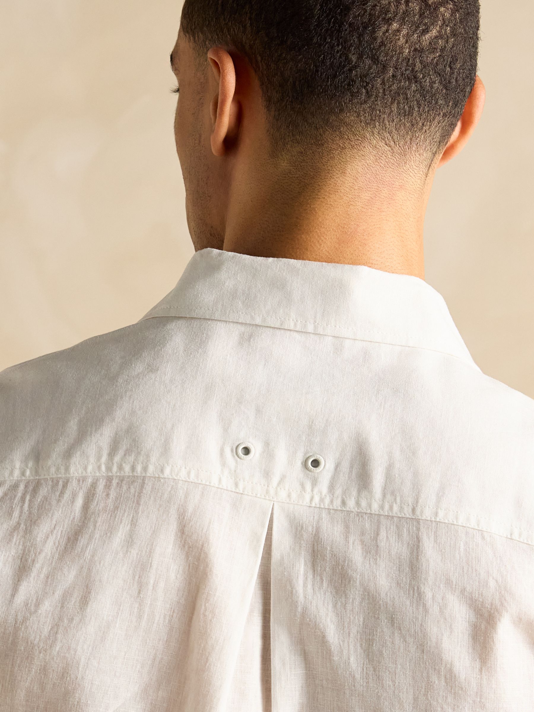 Linen Blend White Short Sleeve Shirt - Image 7 of 8