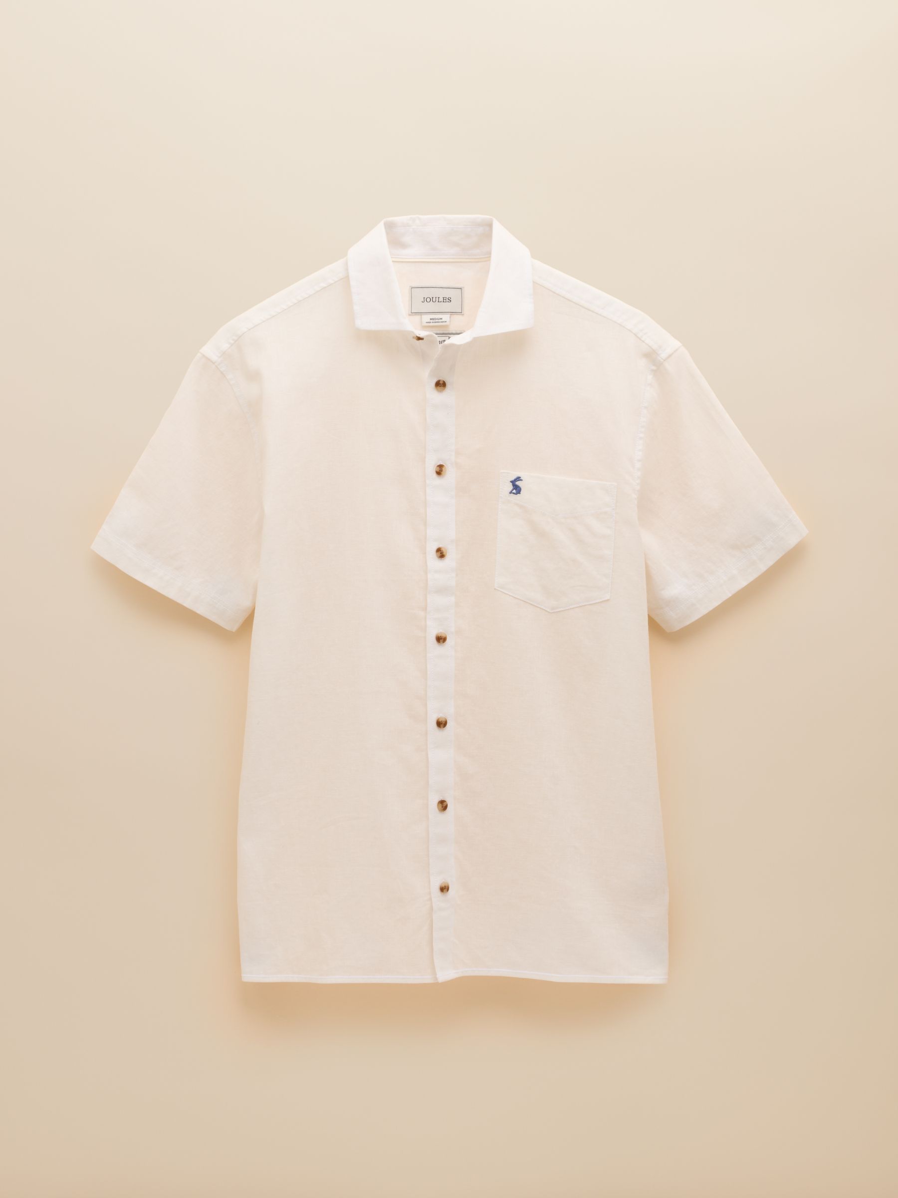 Linen Blend White Short Sleeve Shirt - Image 8 of 8