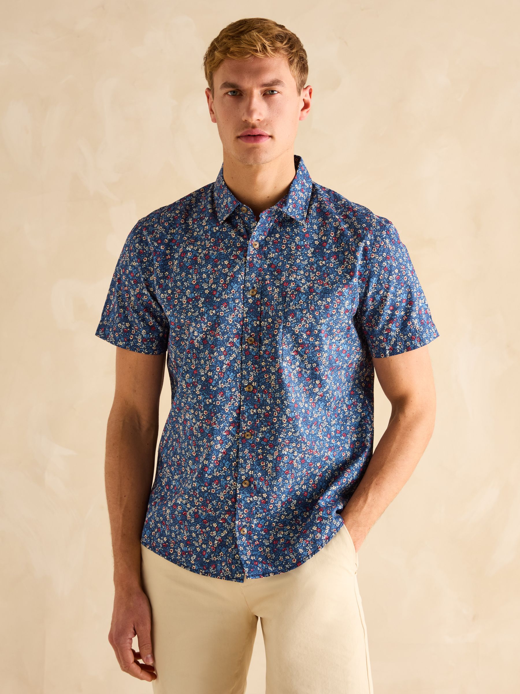 Floral Navy Short Sleeve Classic Fit Shirt - Image 2 of 8