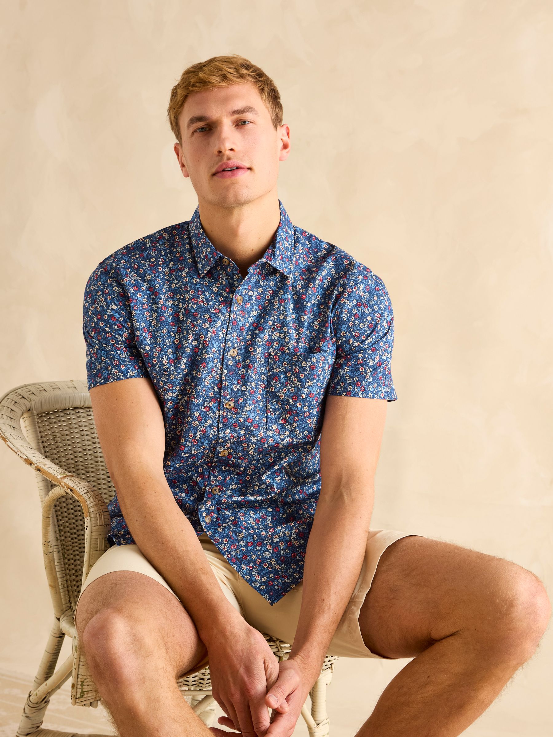 Floral Navy Short Sleeve Classic Fit Shirt - Image 5 of 8