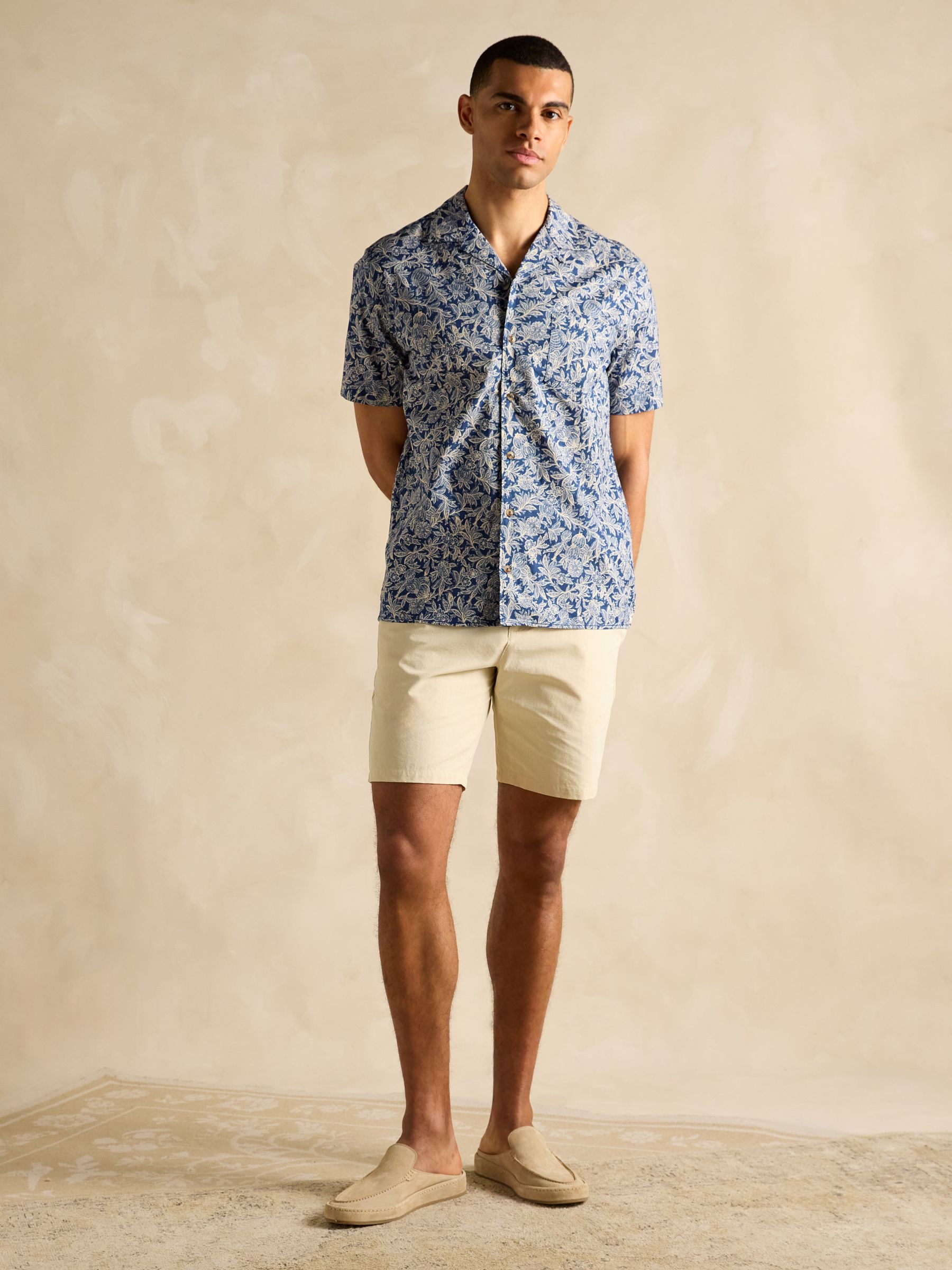 Cotton Slub Navy Short Sleeve Shirt - Image 7 of 7