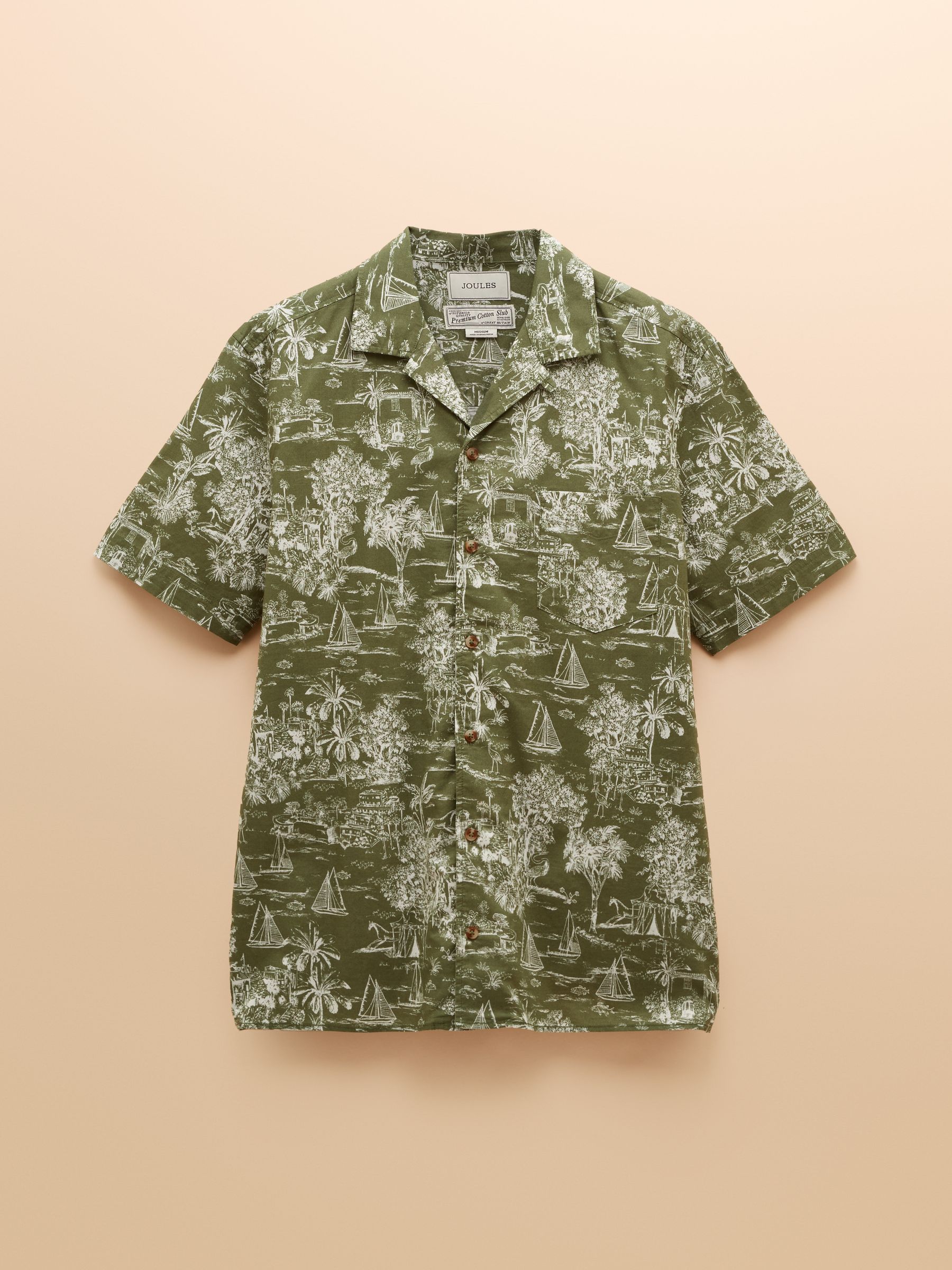 Cotton Slub Khaki Green Toile de Jouy Short Sleeve Shirt - Image 10 of 10