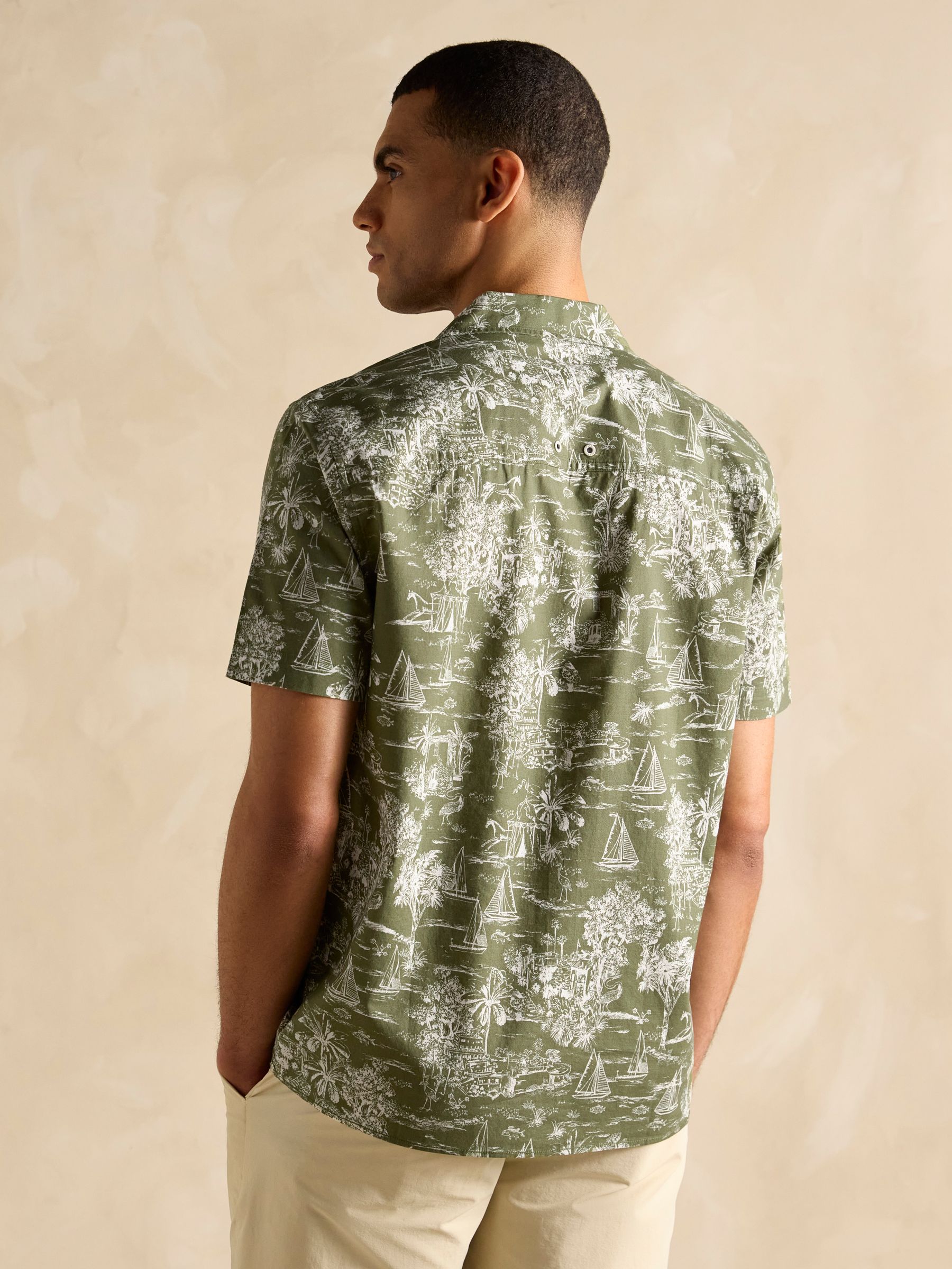 Cotton Slub Khaki Green Short Sleeve Shirt - Image 5 of 8