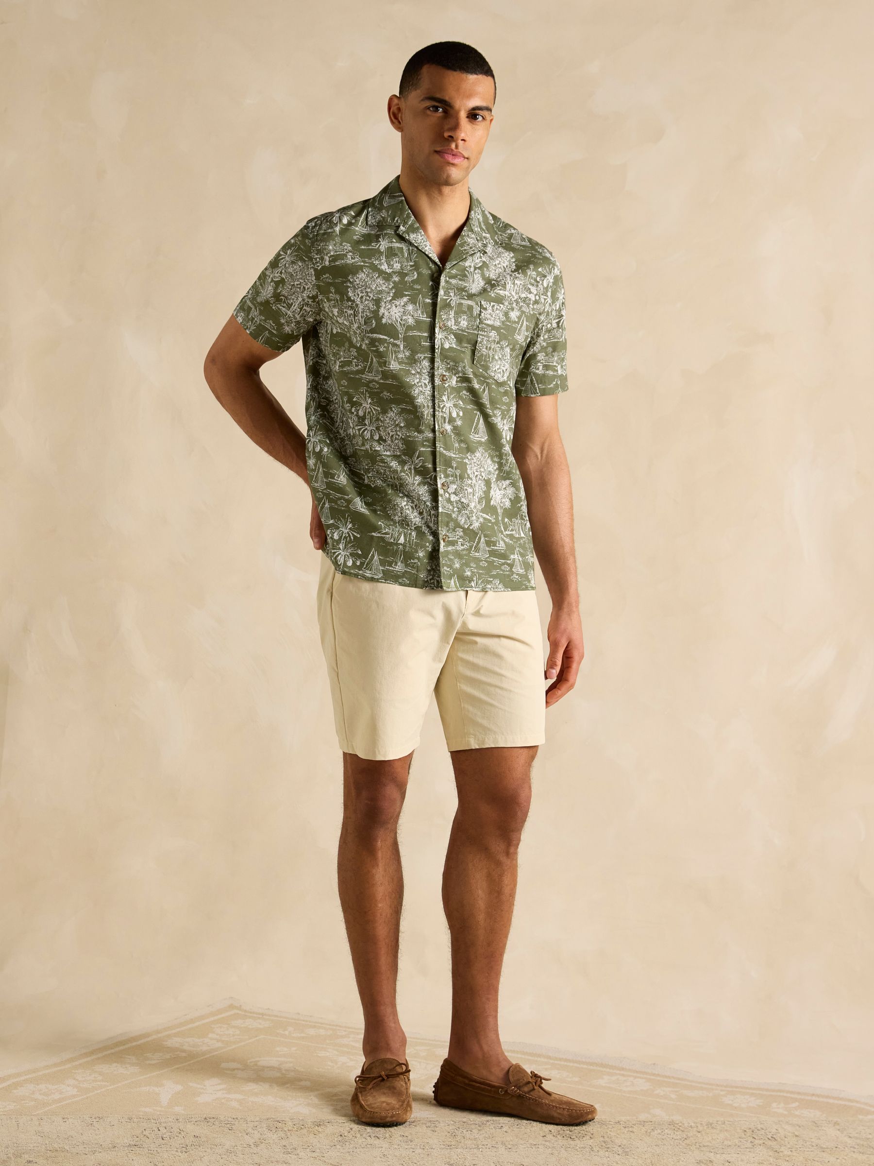 Cotton Slub Khaki Green Short Sleeve Shirt - Image 6 of 8