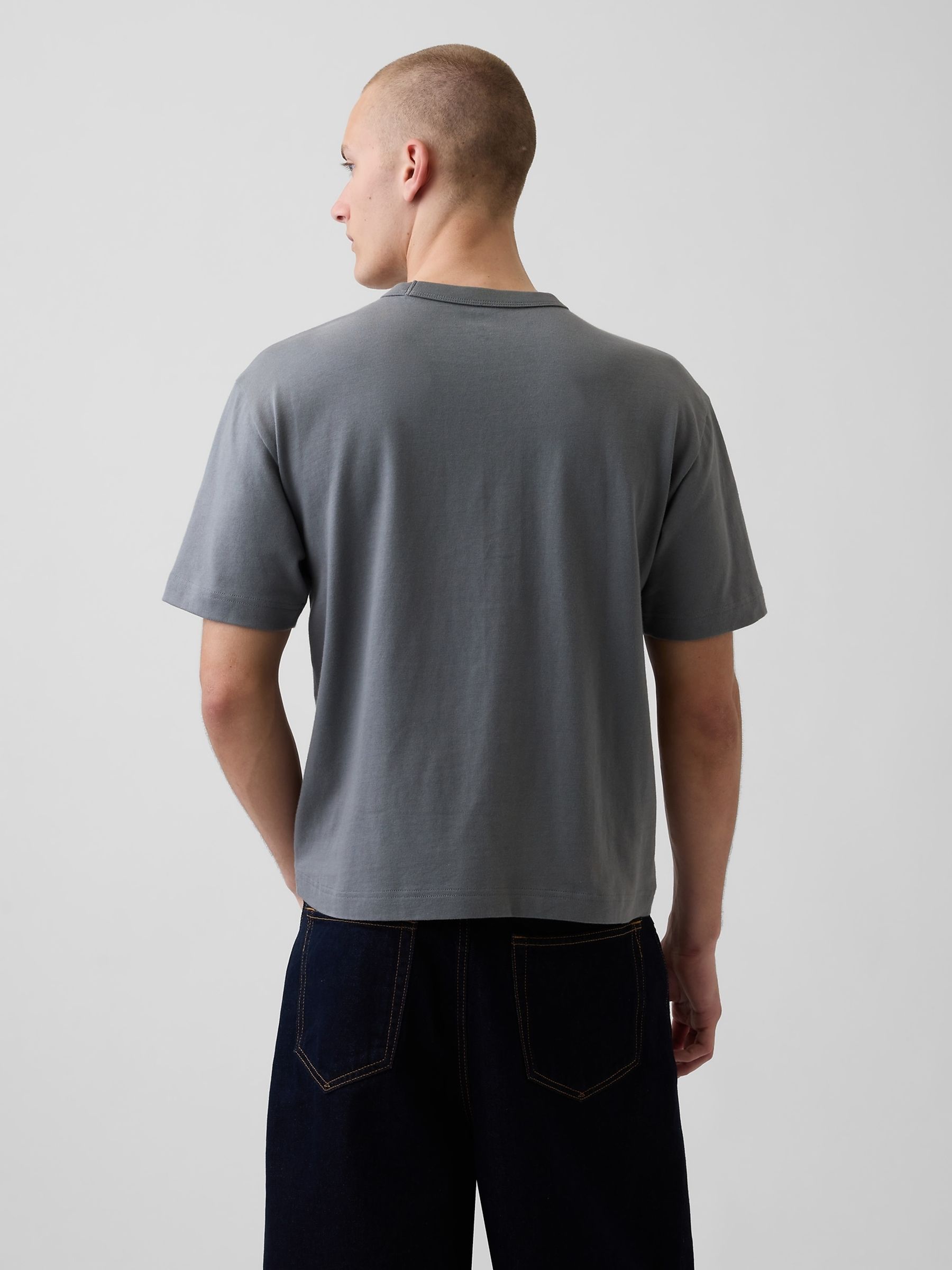 Dark Grey Heavyweight Boxy Short Sleeve T-Shirt - Image 2 of 4