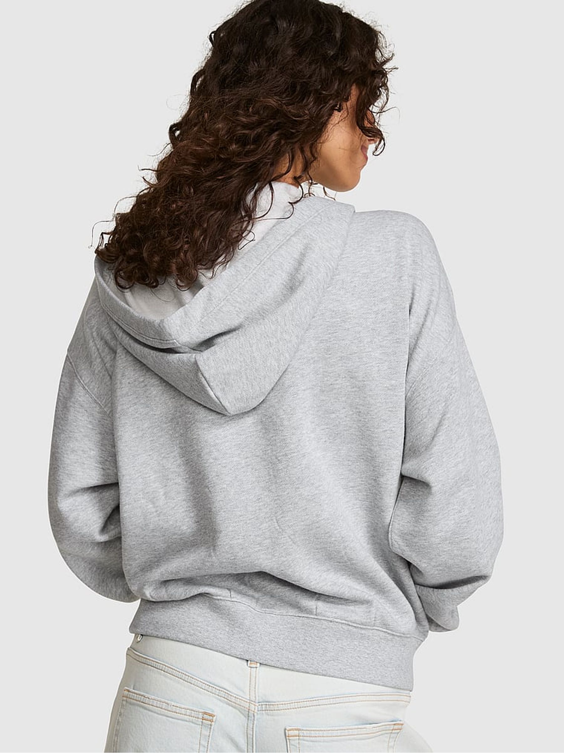 Medium Heather Grey/Red Fleece Zip Up Hoodie - Image 3 of 3 Medium Heather Grey/Red Fleece Zip Up Hoodie - Image 3 of 3
